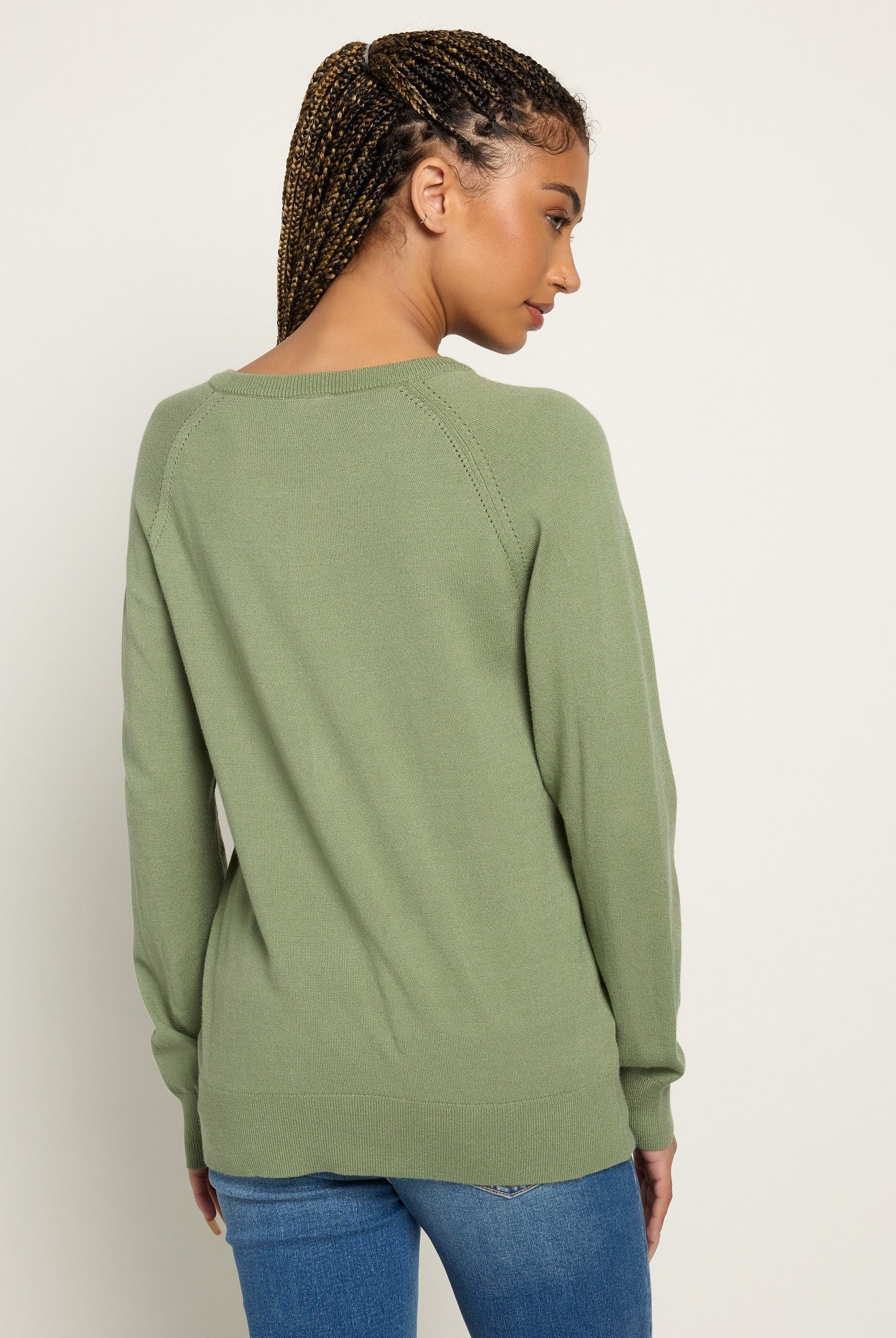 Heather Olive Branch $|& Herizon Sweet Echoes Henley Sweater - SOF Back