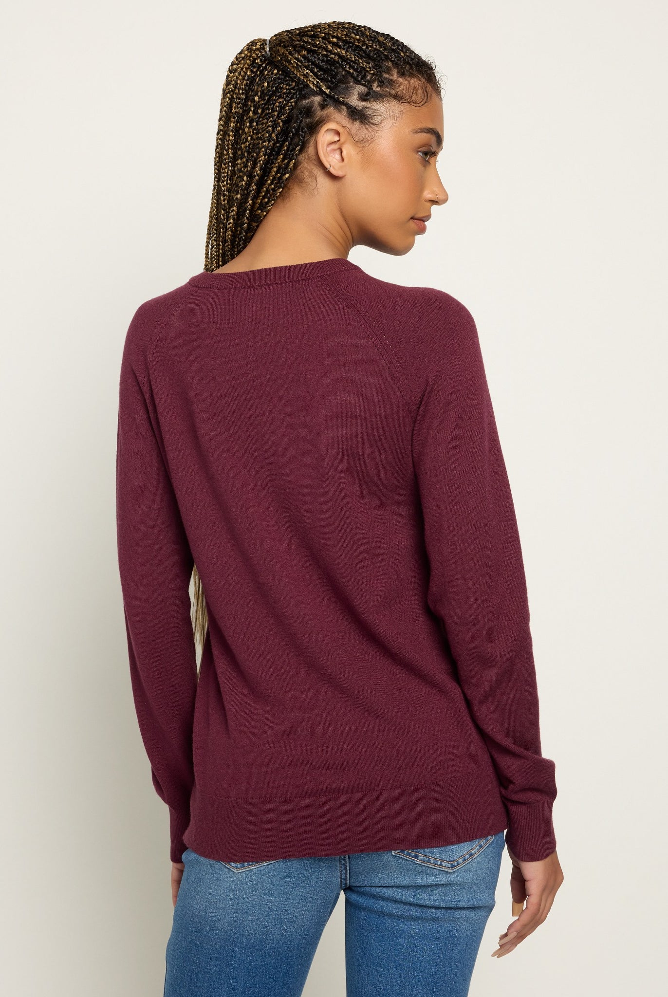 Heather Elderberry $|& Herizon Sweet Echoes Henley Sweater - SOF Back