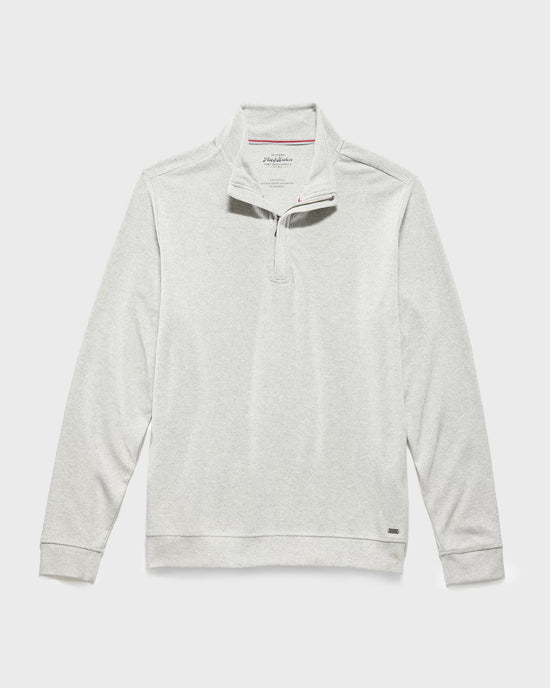 Grey $|& Flag & Anthem Hero Solid Twill 1/4 Zip Mock Neck - Hanger Back
