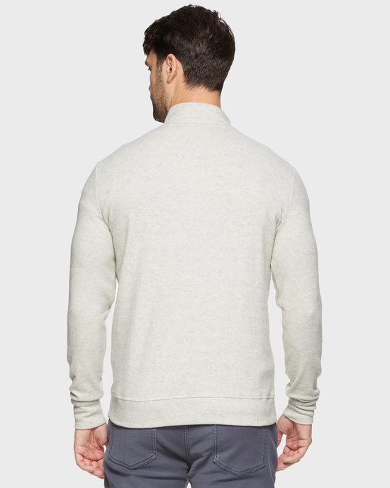 Grey $|& Flag & Anthem Hero Solid Twill 1/4 Zip Mock Neck - Hanger Side