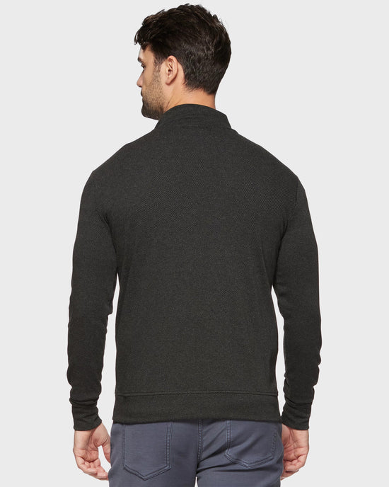 Charcoal $|& Flag & Anthem Hero Solid Twill 1/4 Zip Mock Neck - Hanger Side