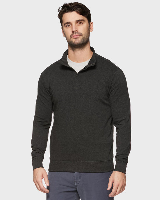 Charcoal $|& Flag & Anthem Hero Solid Twill 1/4 Zip Mock Neck - VOF Detail