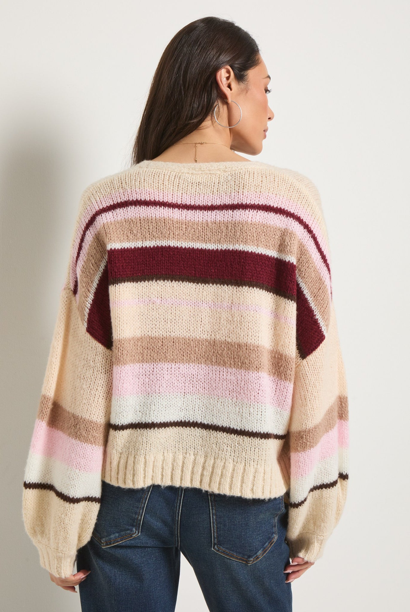 Birch Stripe $|& SEAS June Striped Cardigan - SOF Side