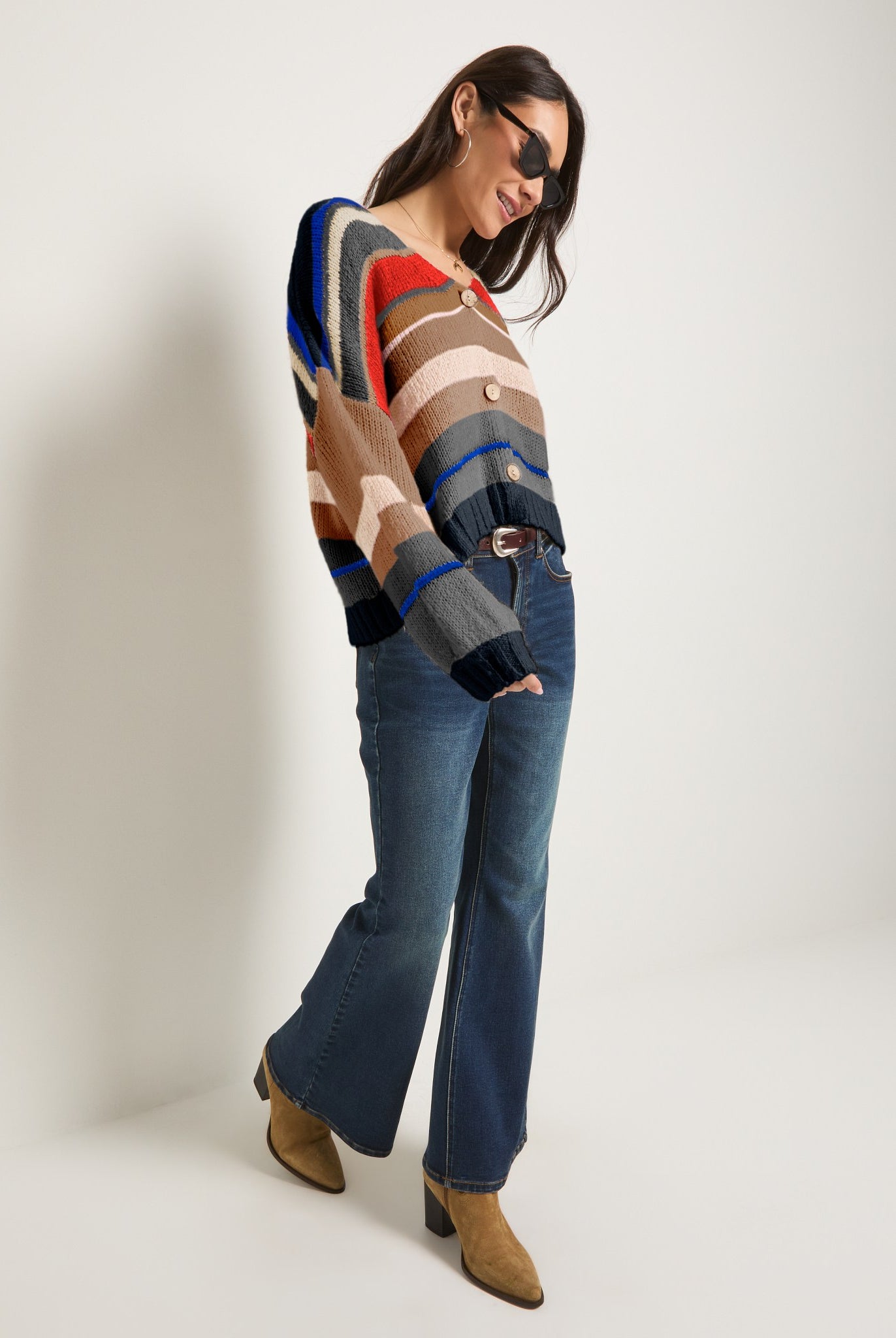 Black Stripe $|& SEAS June Striped Cardigan - UGC On Fig
