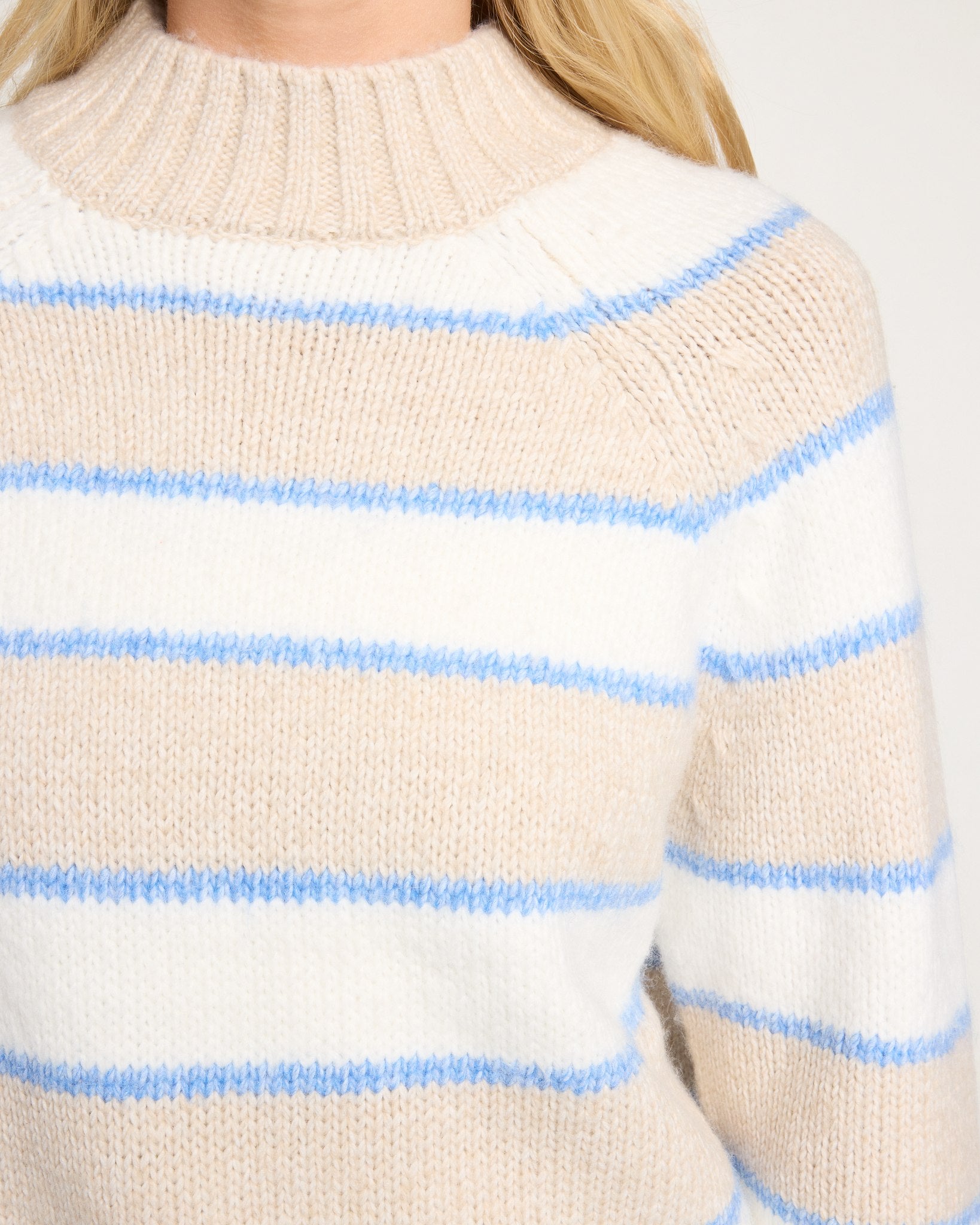 Cream $|& Herizon Glory Days Mock Neck Sweater - SOF Full Front