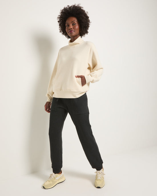 Cream $|& Interval Half Time Funnel Neck Sweatshirt - UGC On Fig