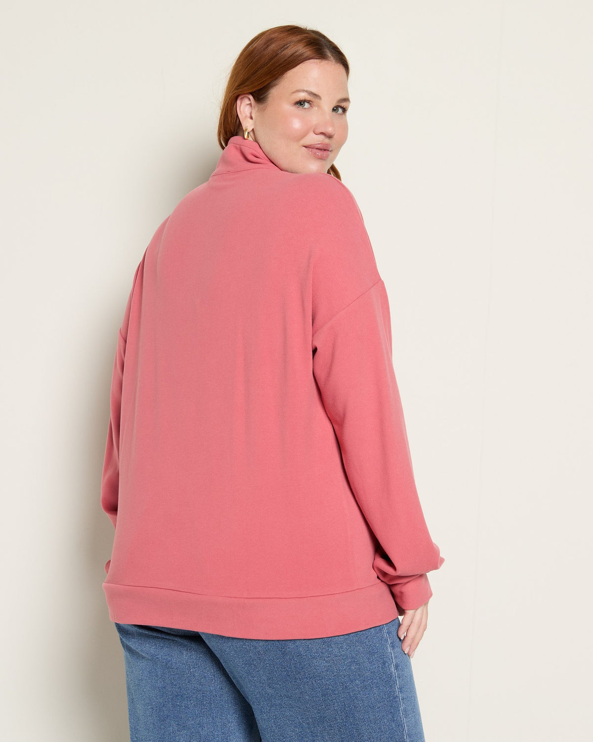 Claret Wine $|& Cloud Ten Long Sleeve Half Zip Plush Pullover - SOF Back