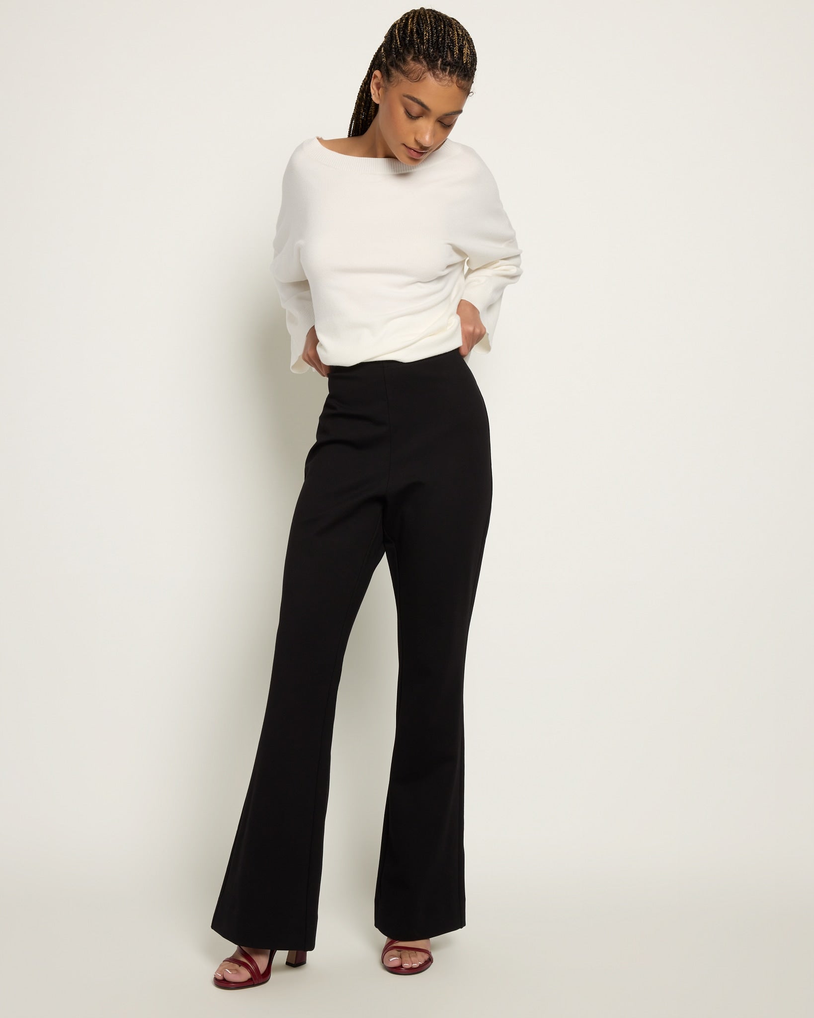 Black $|& Citrus Naya Pull-On Flare Trouser - UGC On Fig
