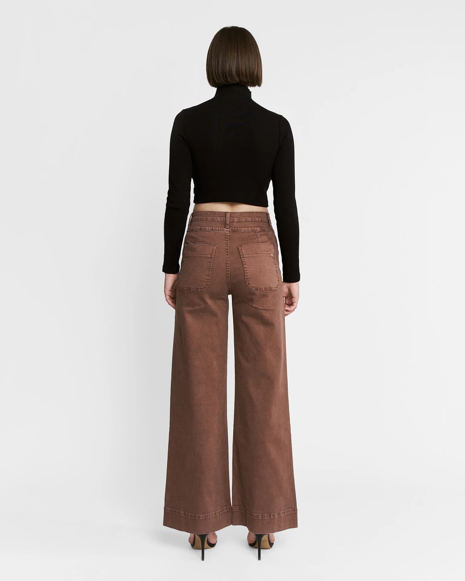 Cocoa $|& Mica Denim Super High Rise Double Waistband Wide Leg Trouser - Hanger Side