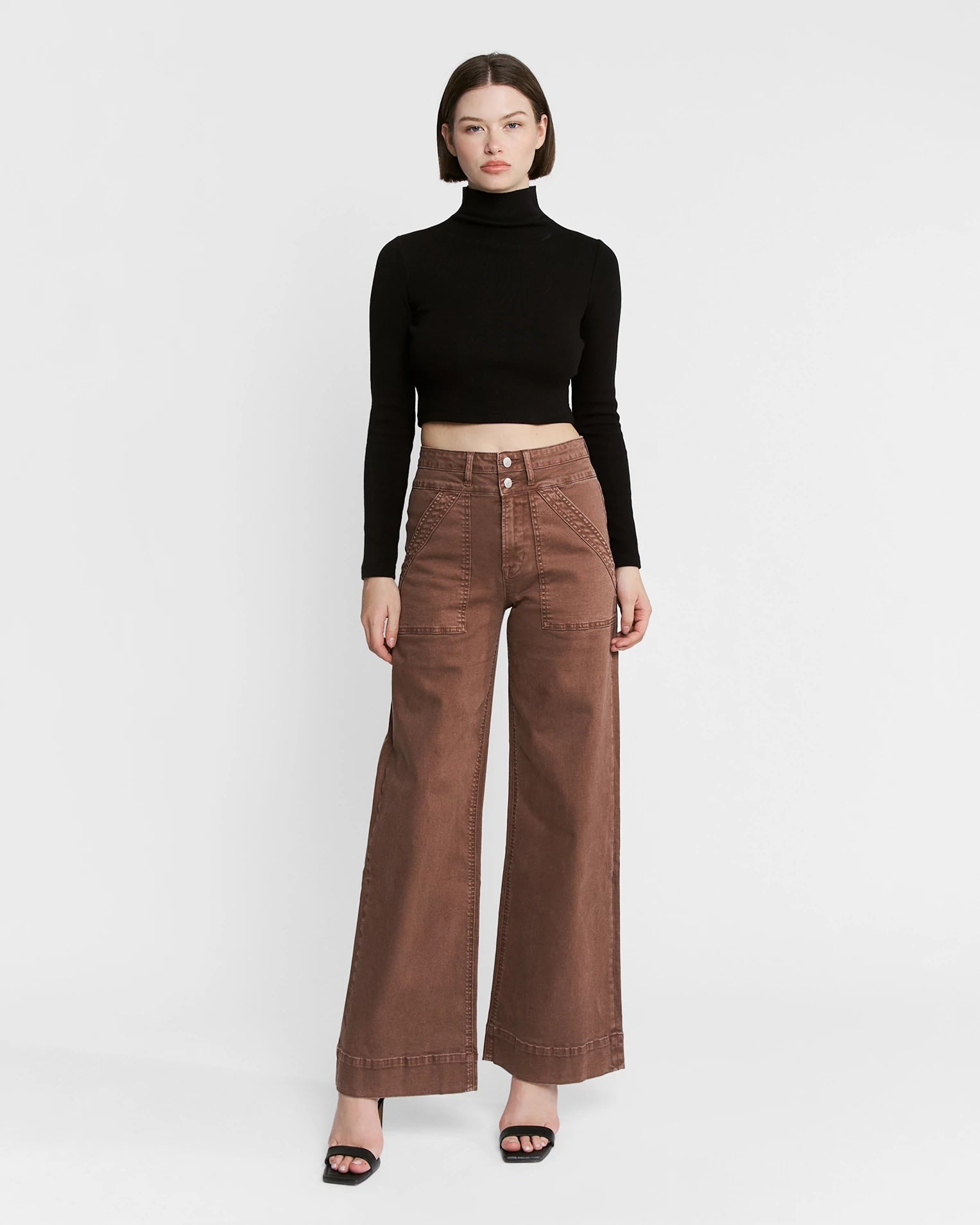 Cocoa $|& Mica Denim Super High Rise Double Waistband Wide Leg Trouser - VOF Detail