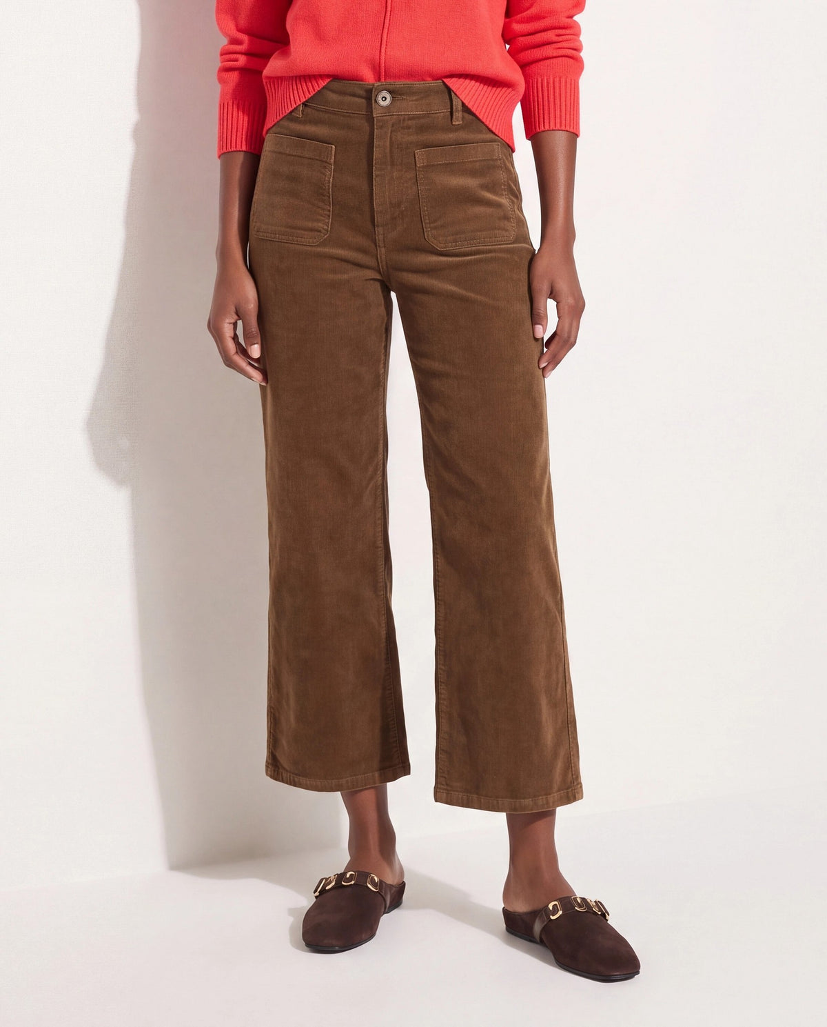 Toffee $|& SEAS Caroline Corduroy Cropped Wide Leg Pant - SOF Front