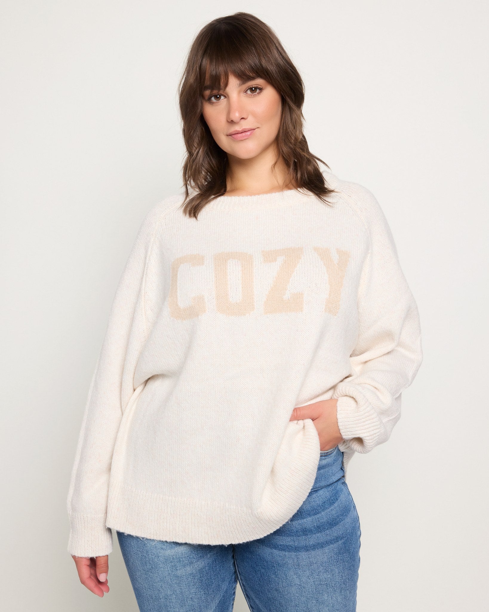 Heather Cream $|& SEAS Cozy Sweater - SOF Front