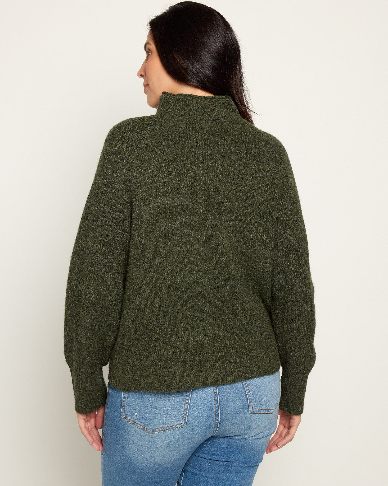Olive Marled $|& SEAS Driftwood Sweater - SOF Back