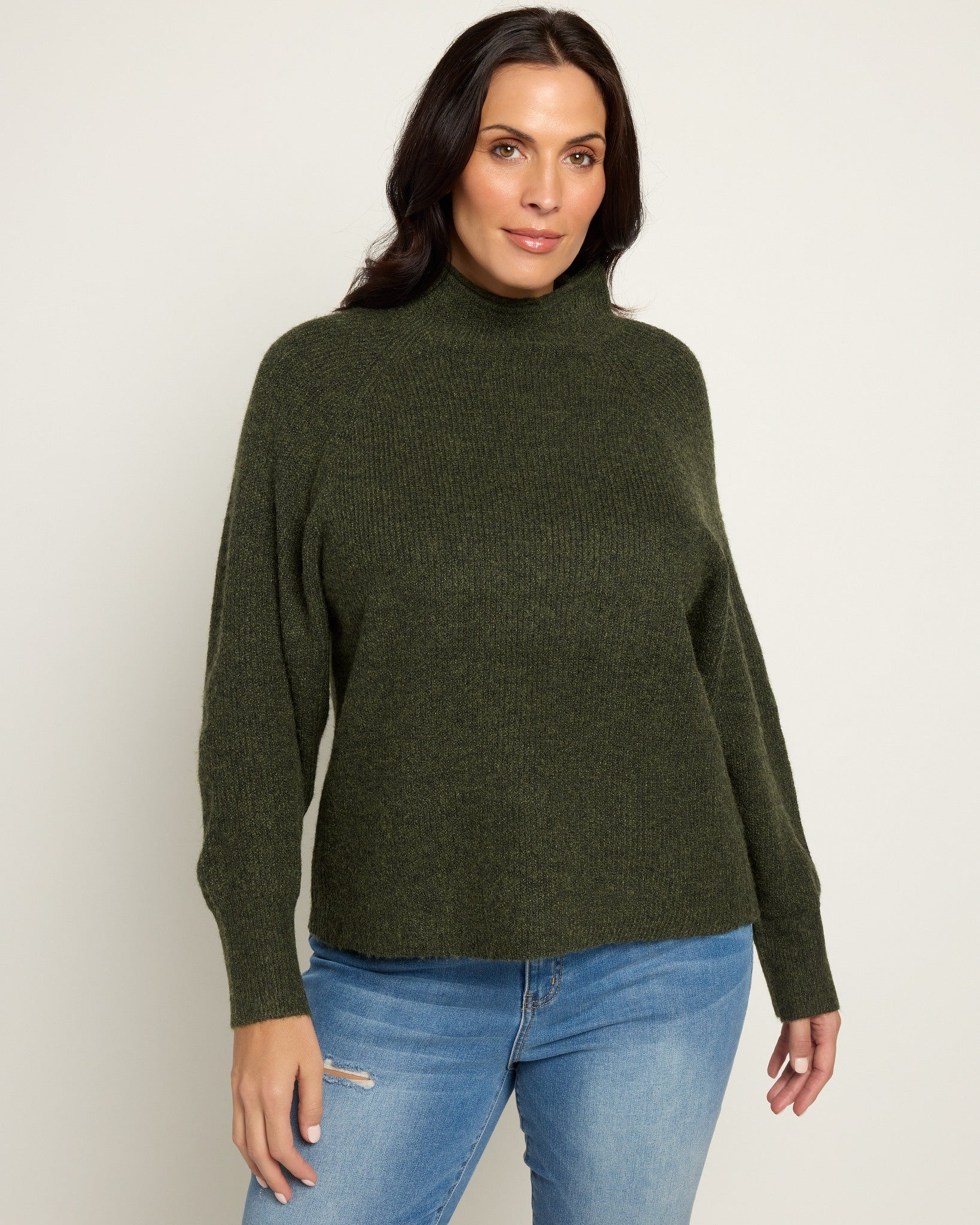 Olive Marled $|& SEAS Driftwood Sweater - SOF Front