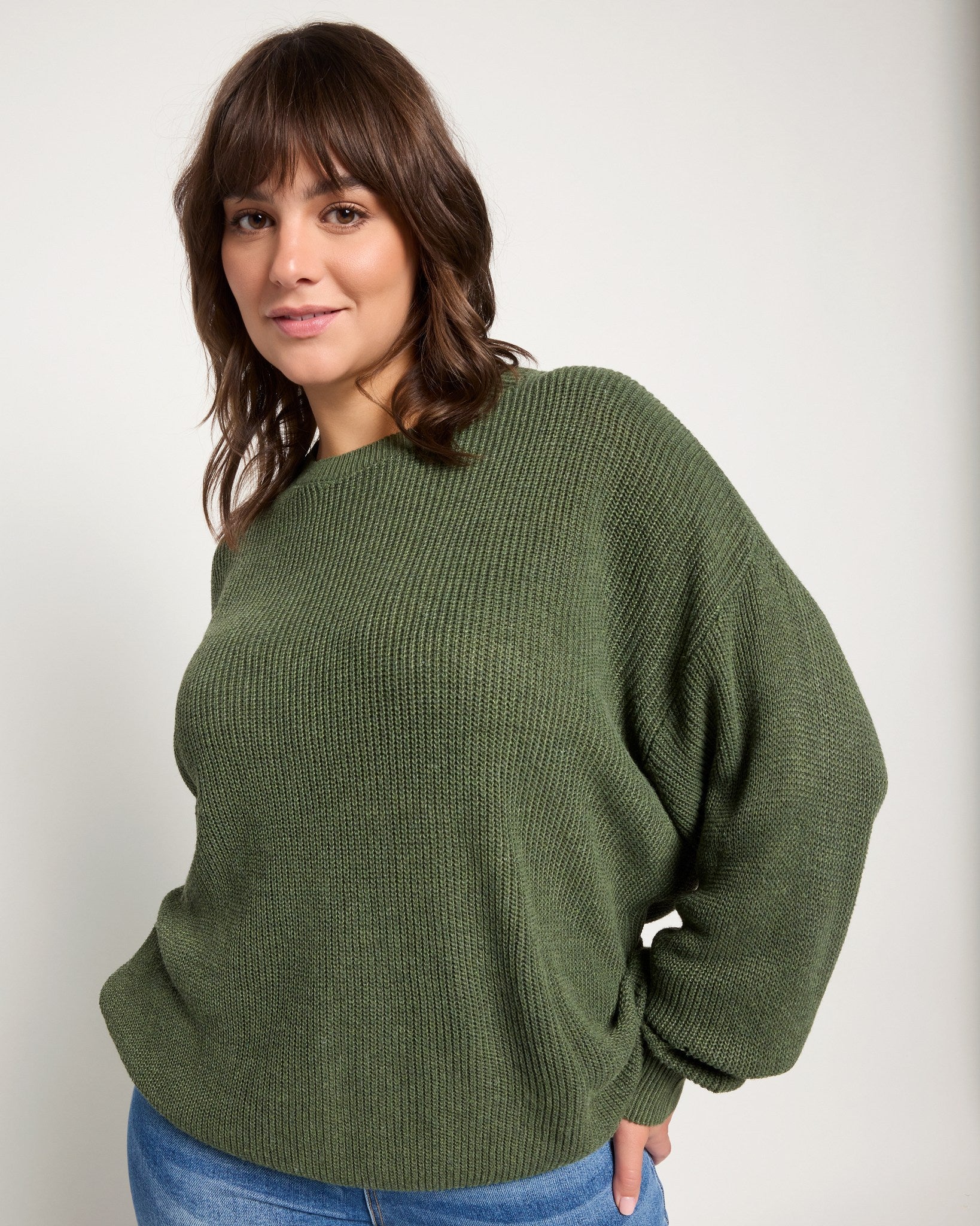 Olive $|& SEAS Coastal Crew Neck Pullover - SOF Full Front
