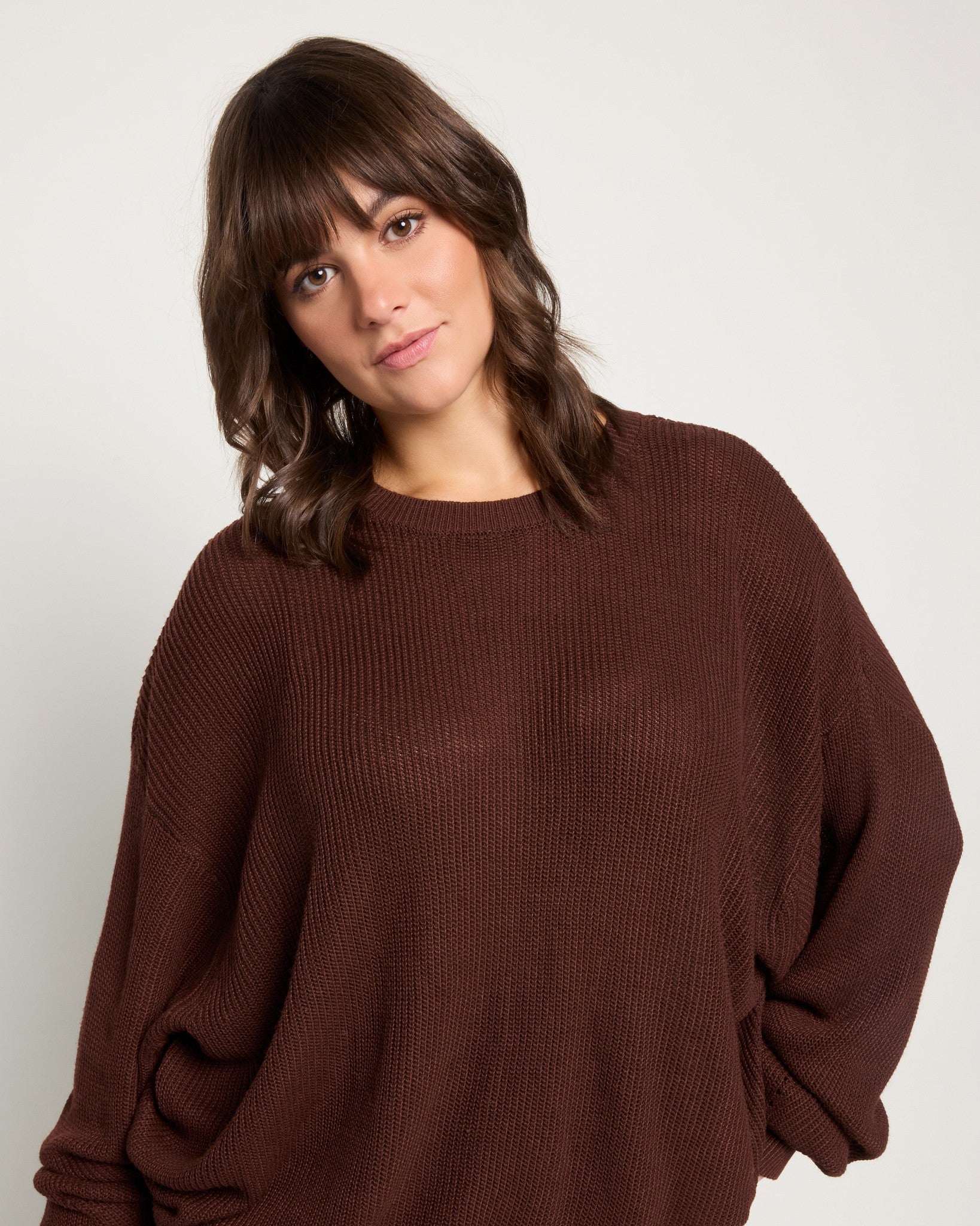 Chocolate $|& SEAS Coastal Crew Neck Pullover - SOF Full Front