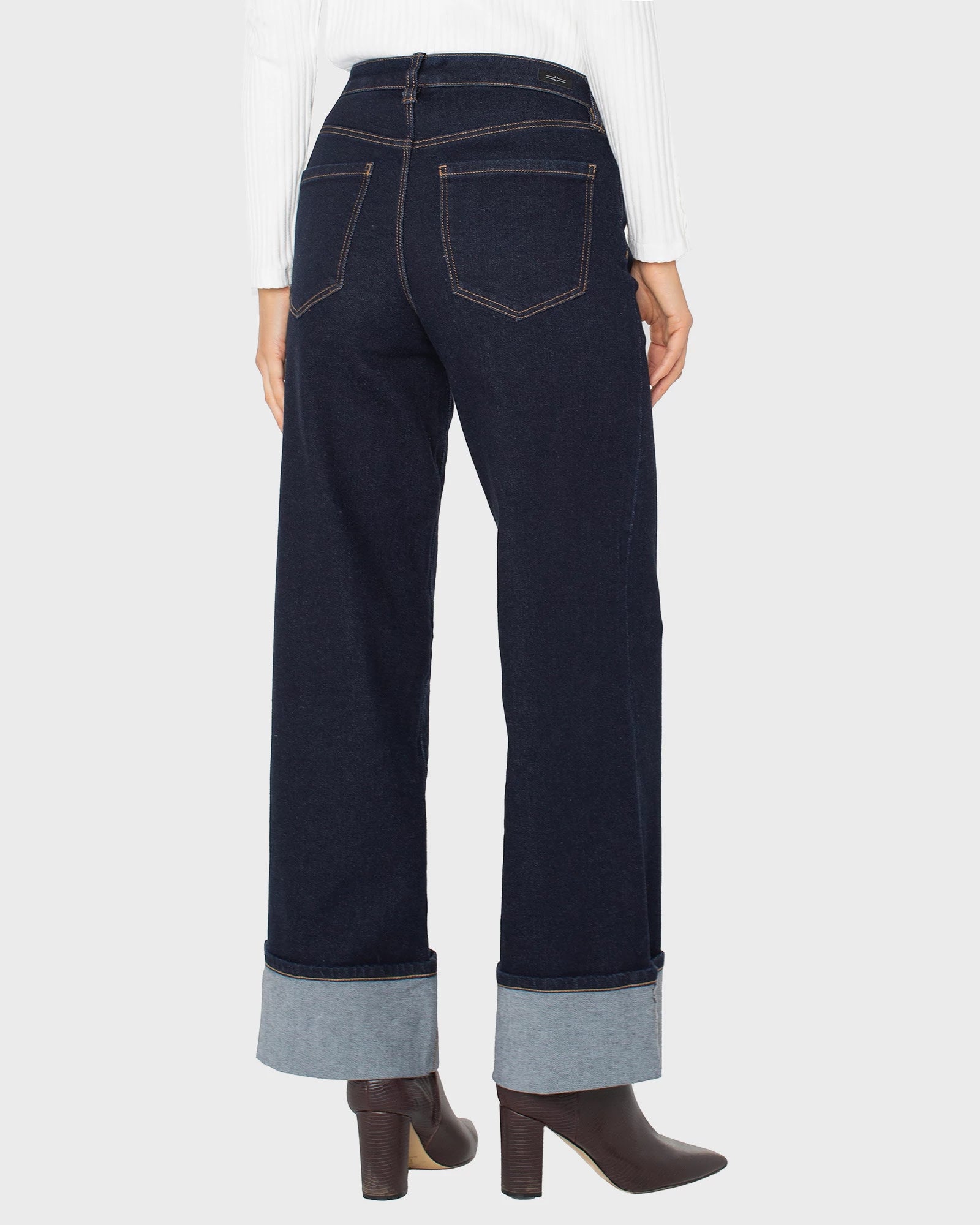 Indigo Rinse $|& Liverpool Morgan Cuffed Wide Leg Jean - Hanger Side