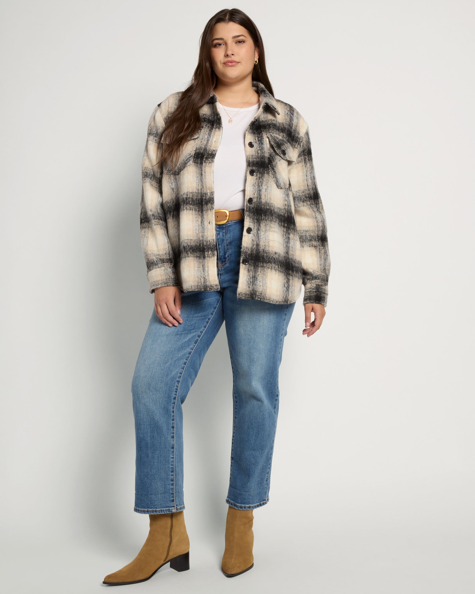 Black Plaid $|& SEAS Cozy Plaid Shacket - UGC On Fig