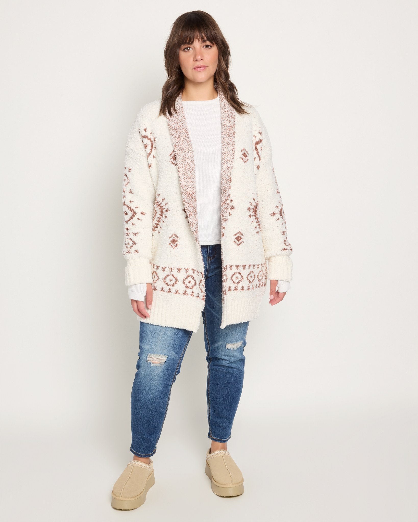 Cream Aztec $|& Herizon Aztec Cozy Jacquard Cardigan - UGC On Fig