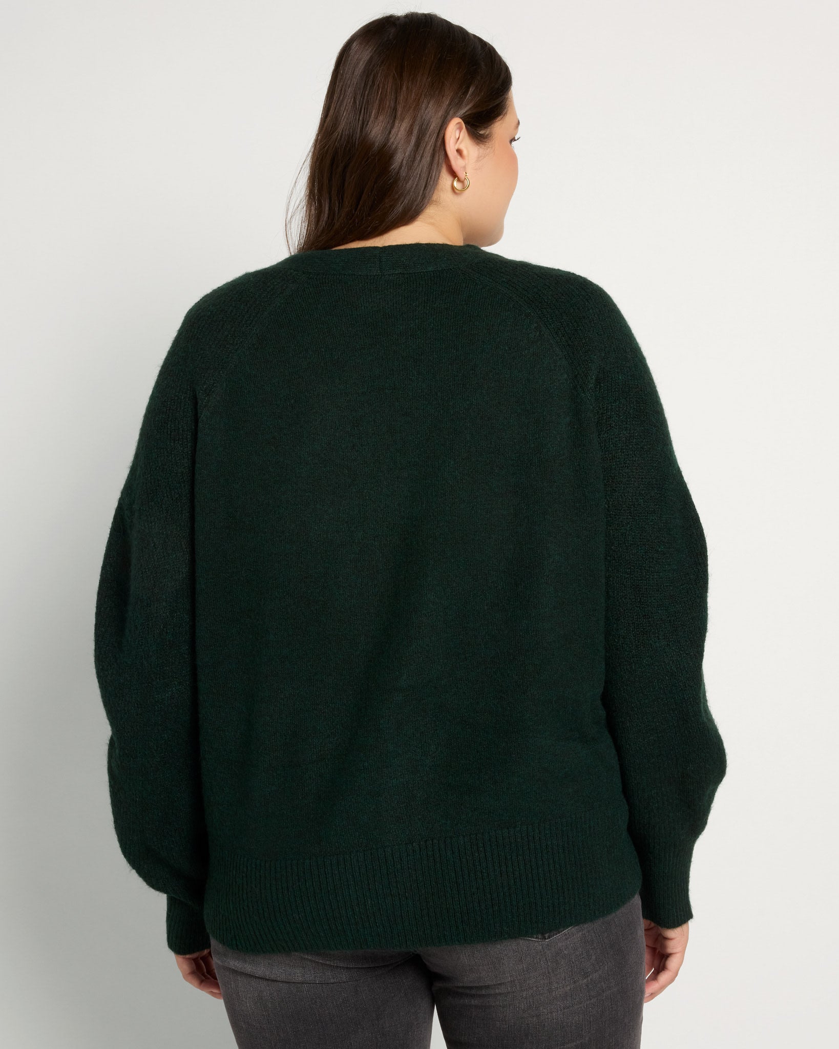 Hunter Green $|& Herizon Button Front Boyfriend Cardigan - SOF Back