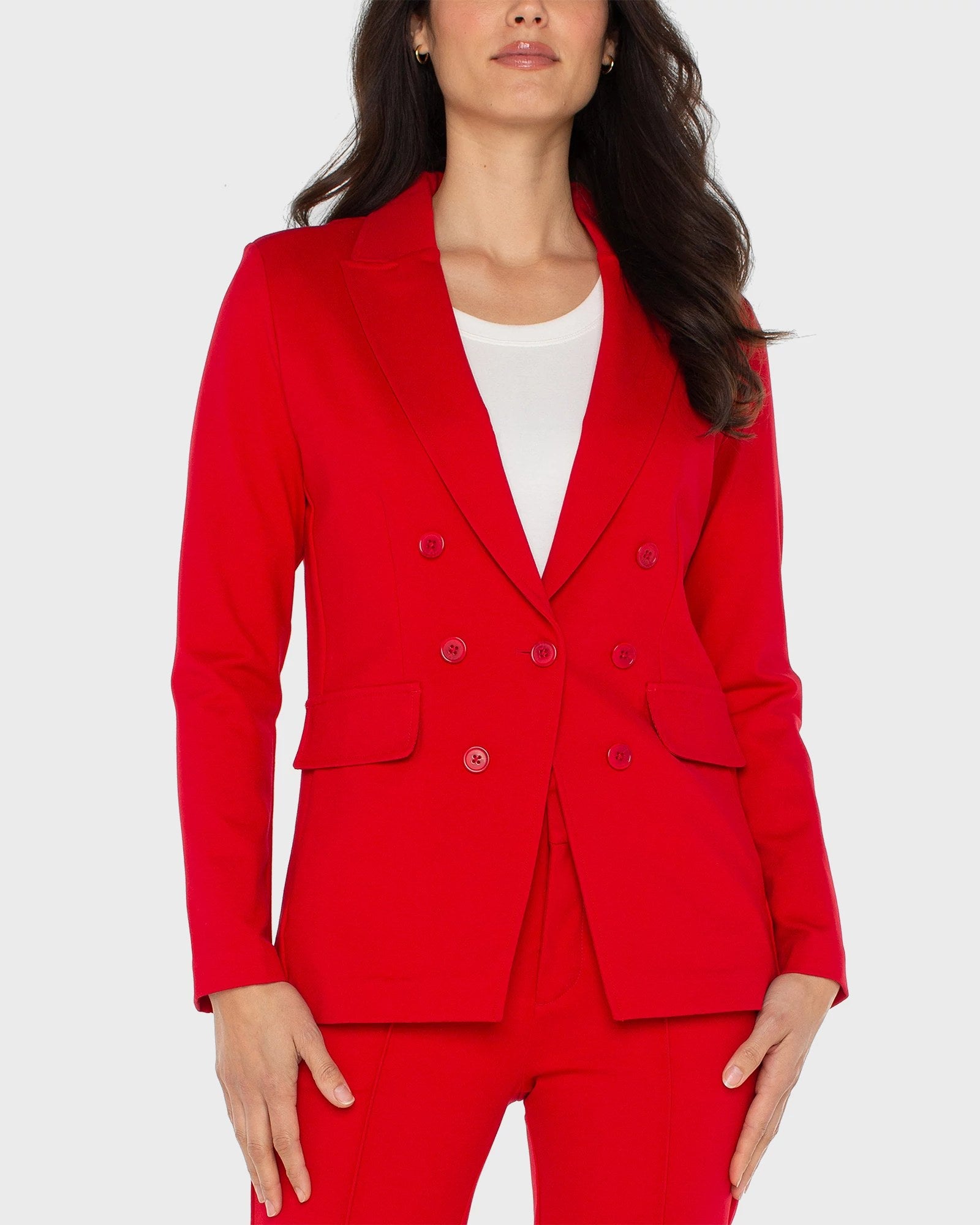 Tango Red $|& Liverpool Faux Double Breasted Blazer - VOF Detail