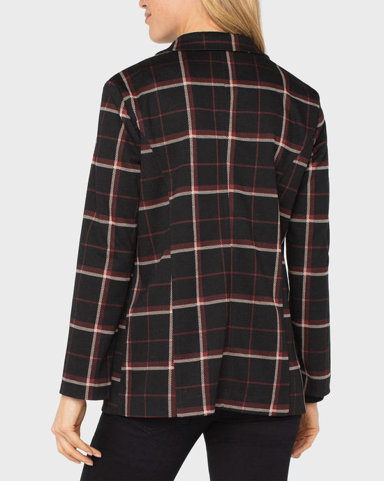Black/Red Tattersall Plaid $|& Liverpool Boyfriend Blazer - Hanger Side