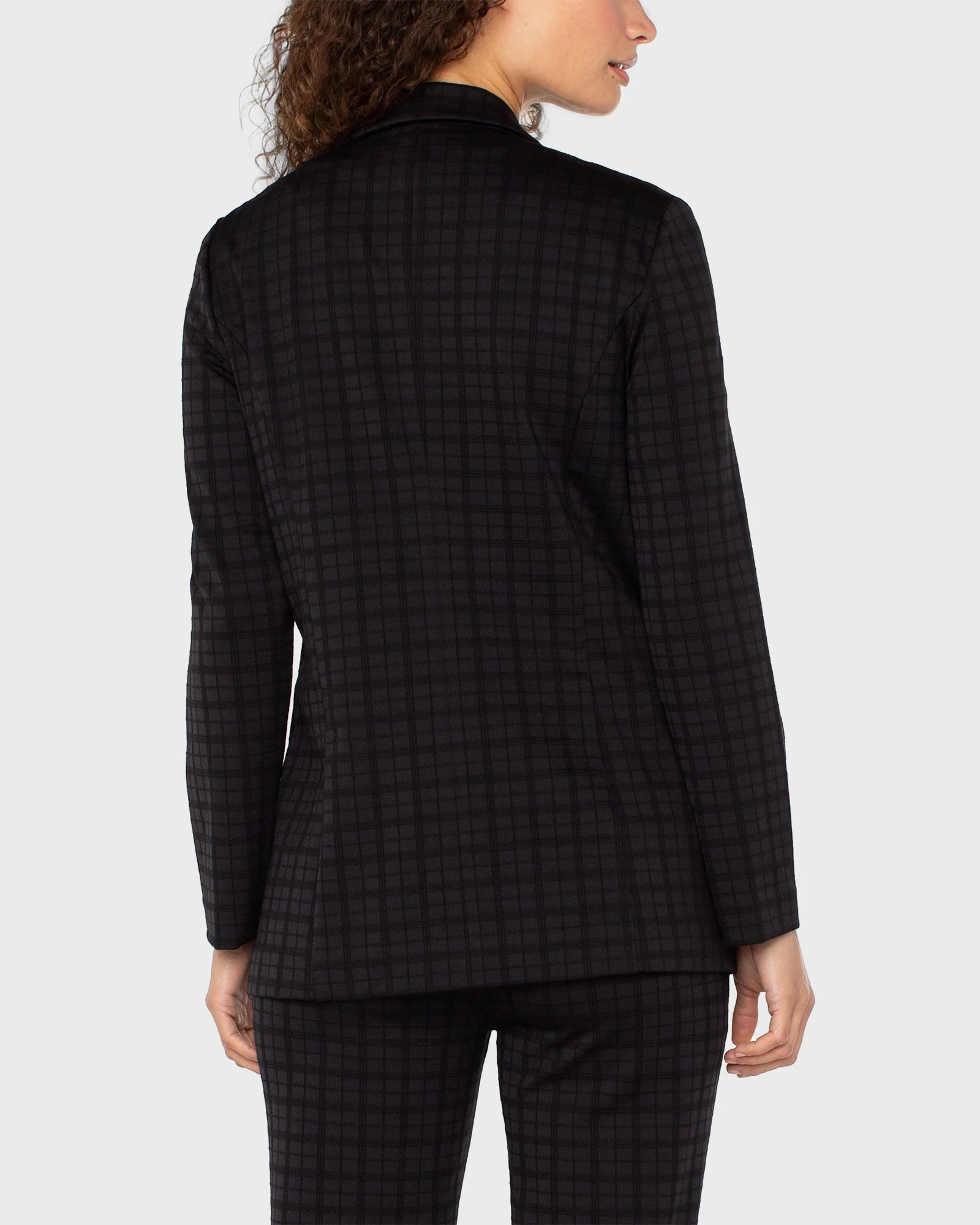 Black Tattersall Check $|& Liverpool Boyfriend Blazer - Hanger Side