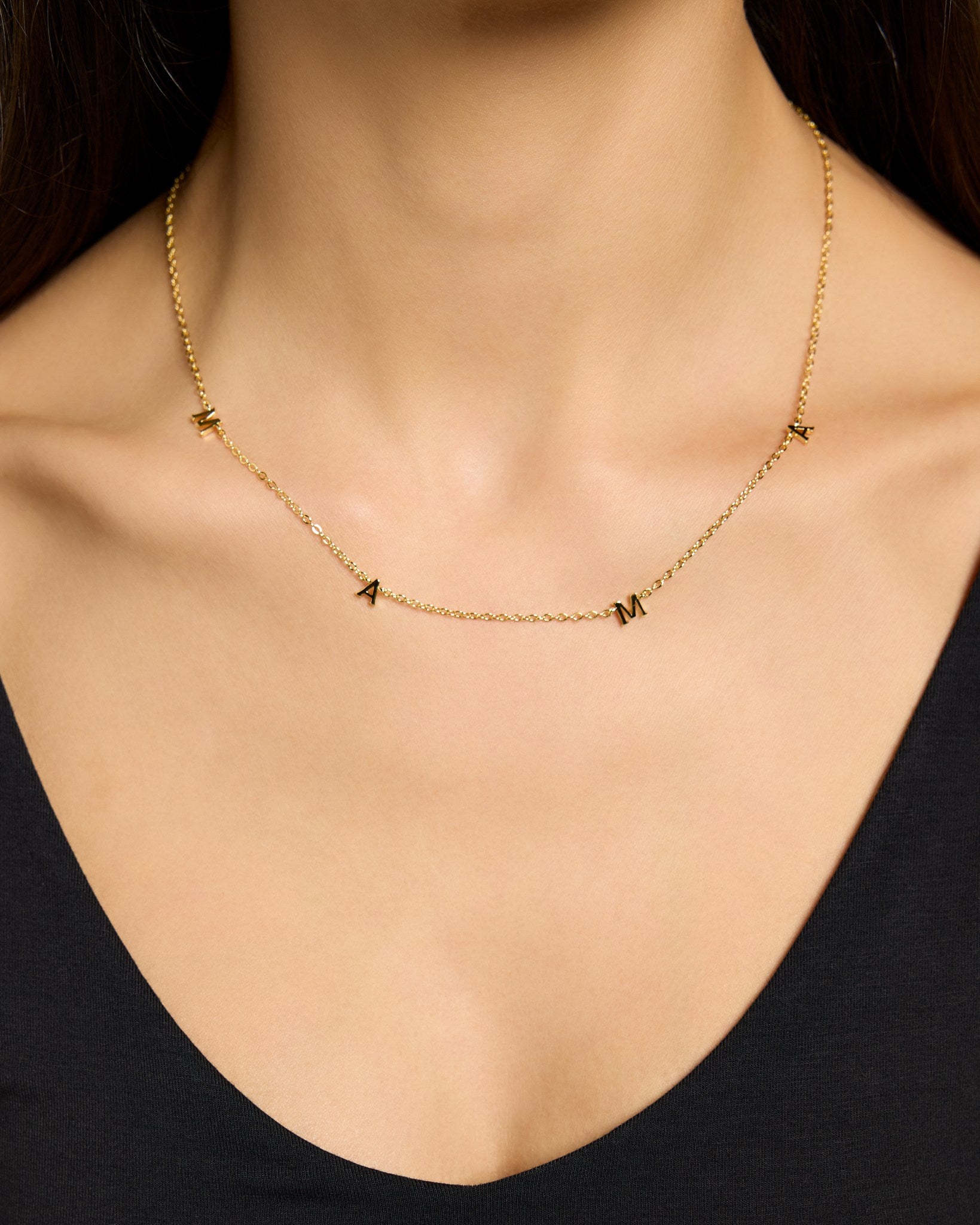 Gold $|& Macrae & Co Mini Hanging Mama Necklace - SOF Full Front