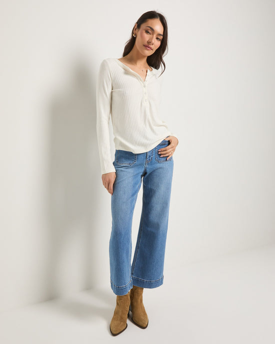 Cream $|& SEAS Autumn Long Sleeve Henley - UGC On Fig