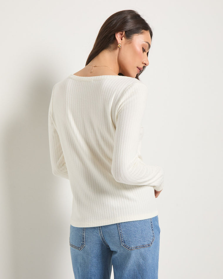 Cream $|& SEAS Autumn Long Sleeve Henley - SOF Back