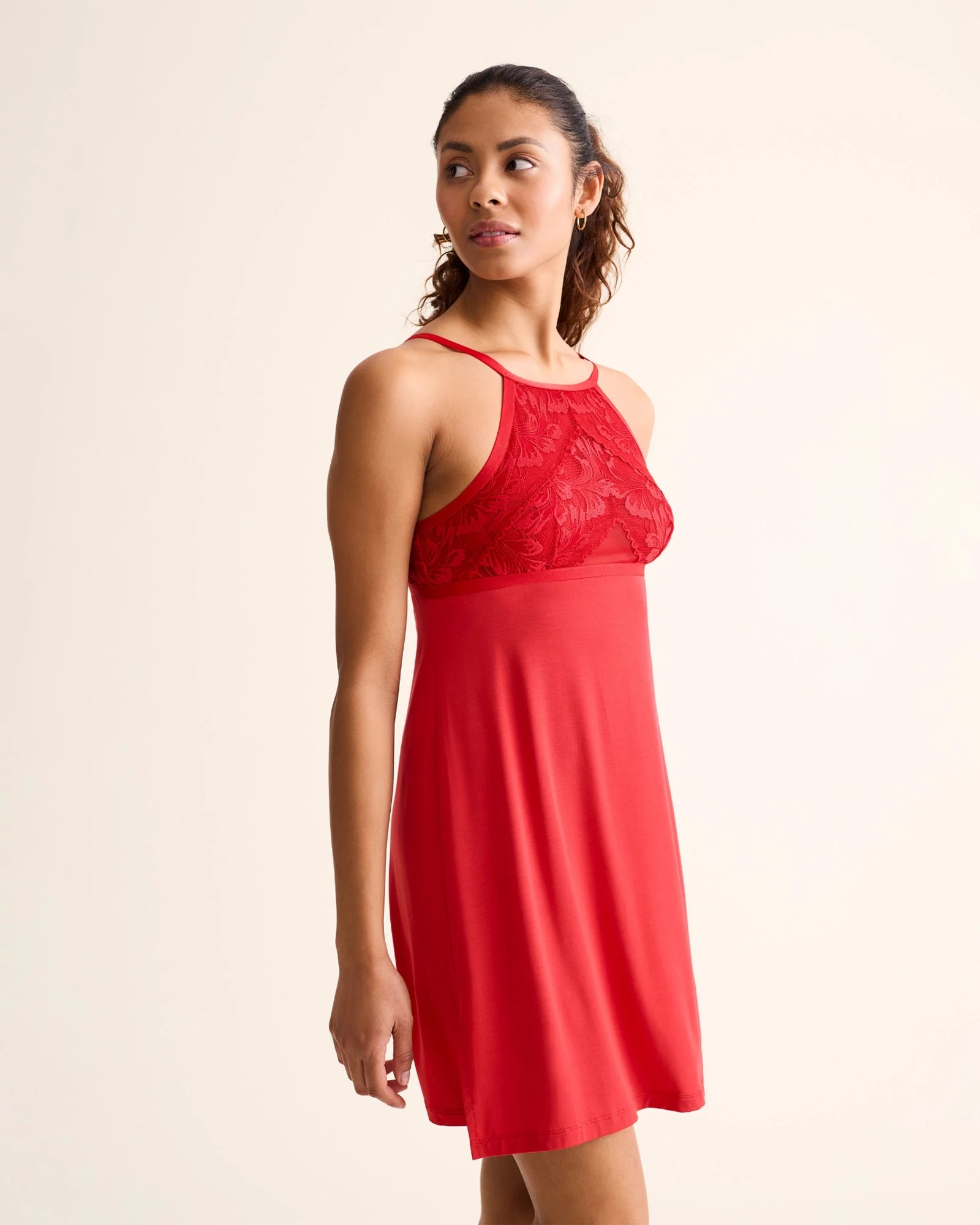 Sweet Red $|& Fleur't High Neck Chemise - Hanger Front