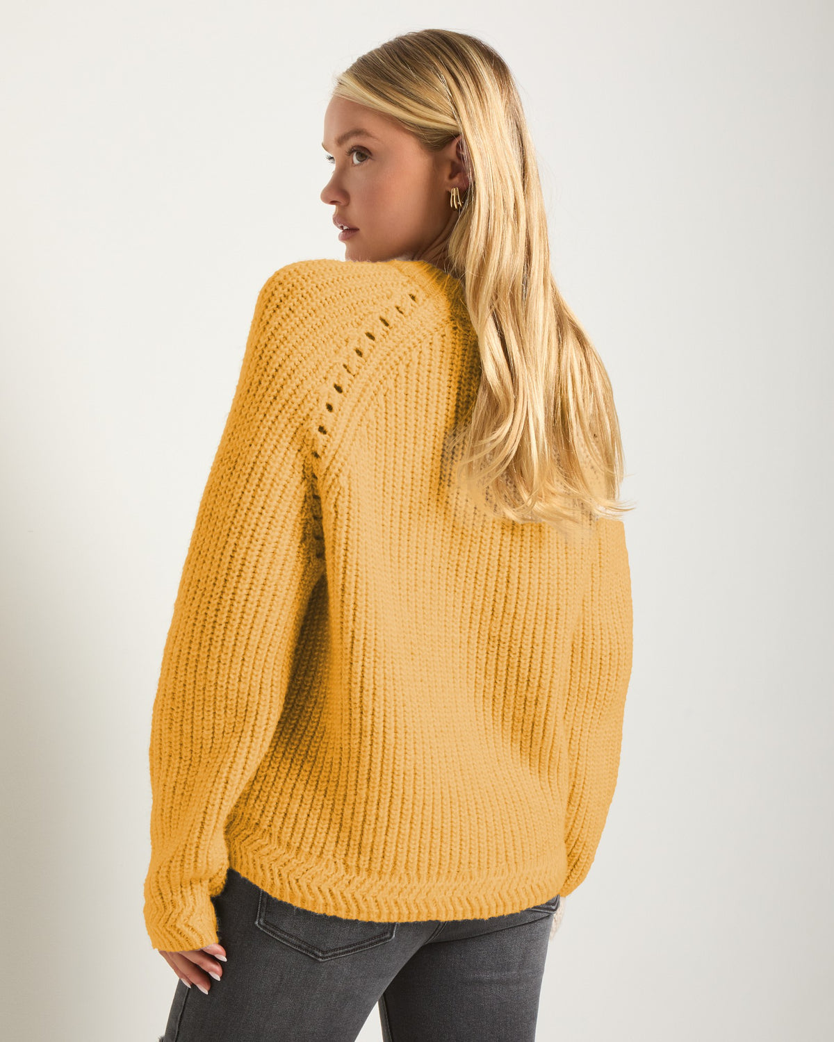 Golden Rod $|& SEAS Fisherman Raglan Sweater - SOF Back