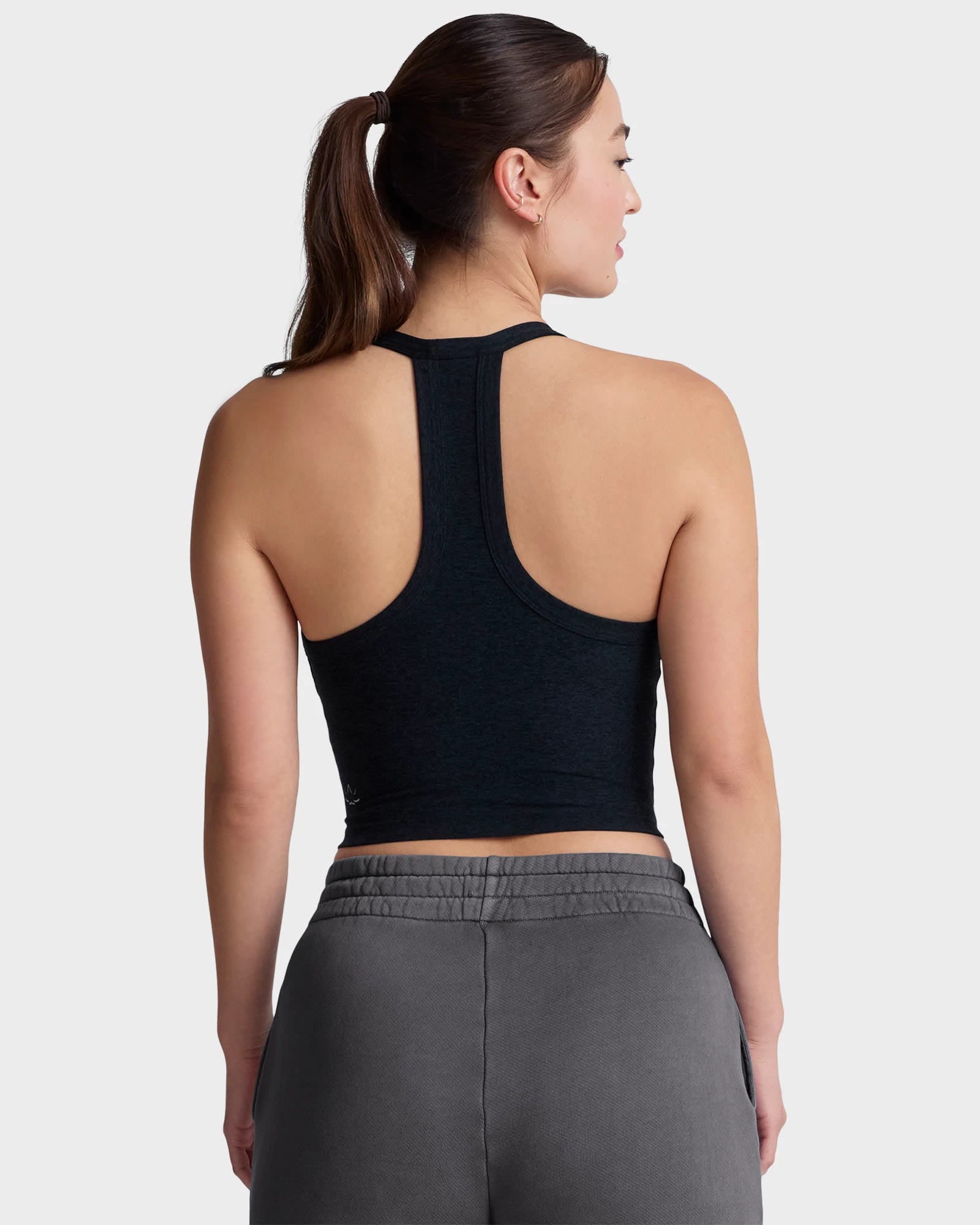 Darkest Night $|& Beyond Yoga Spacedye On The Up Cropped Tank - Hanger Side