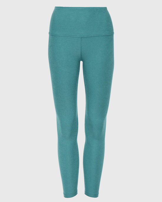 Deep Aqua Heather $|& Beyond Yoga Spacedye Caught In The Midi High Waisted Legging - Hanger Back