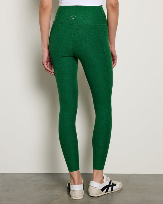 Summer Thyme Green $|& Beyond Yoga Spacedye Out Of Pocket High Waisted Midi Legging - SOF Back