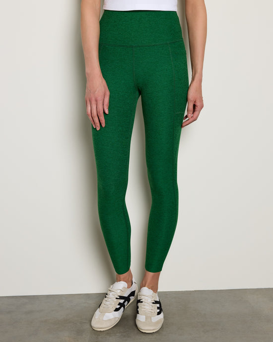 Summer Thyme Green $|& Beyond Yoga Spacedye Out Of Pocket High Waisted Midi Legging - SOF Front