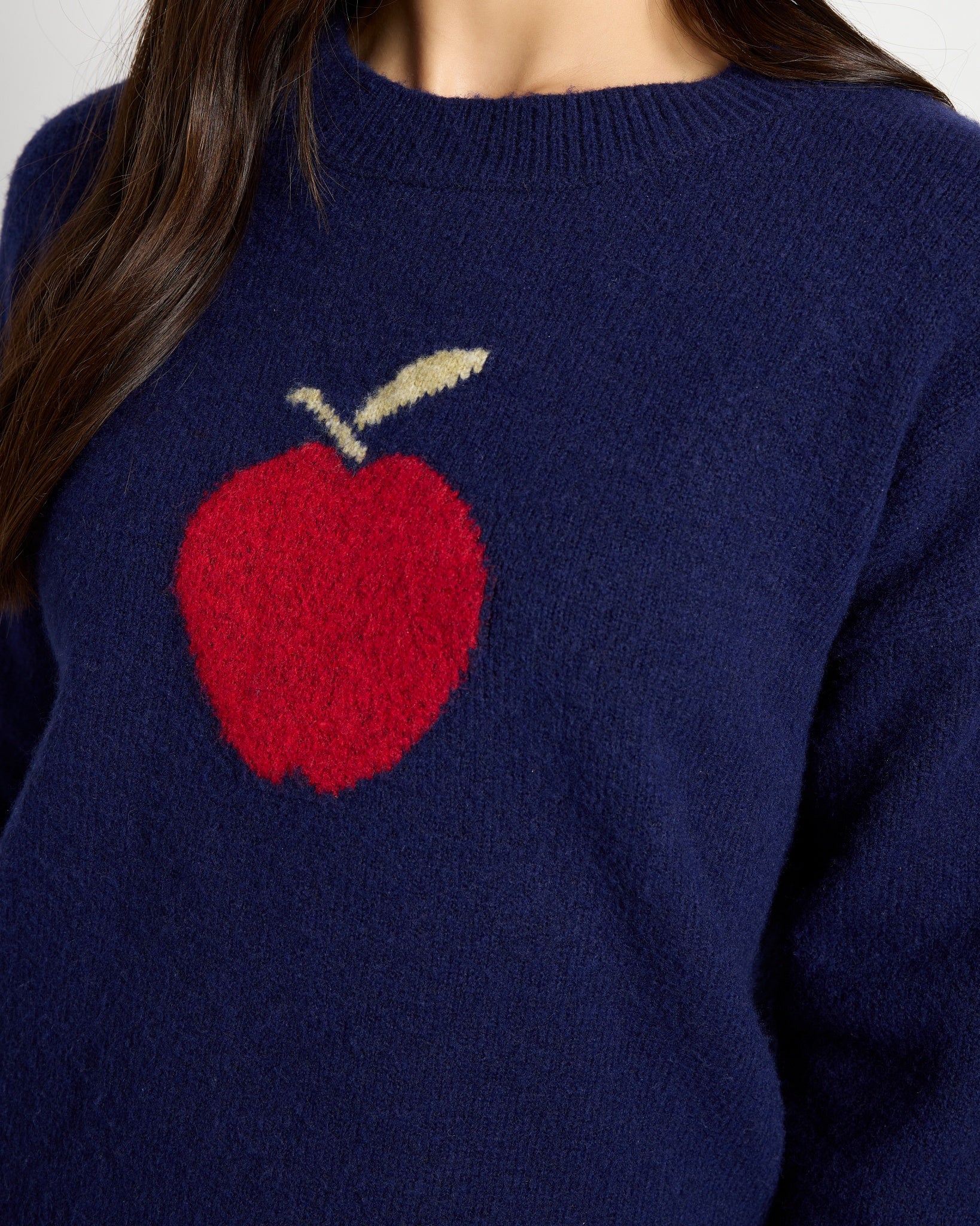 Navy/Red $|& Bobeau An Apple A Day Sweater - SOF Full Front