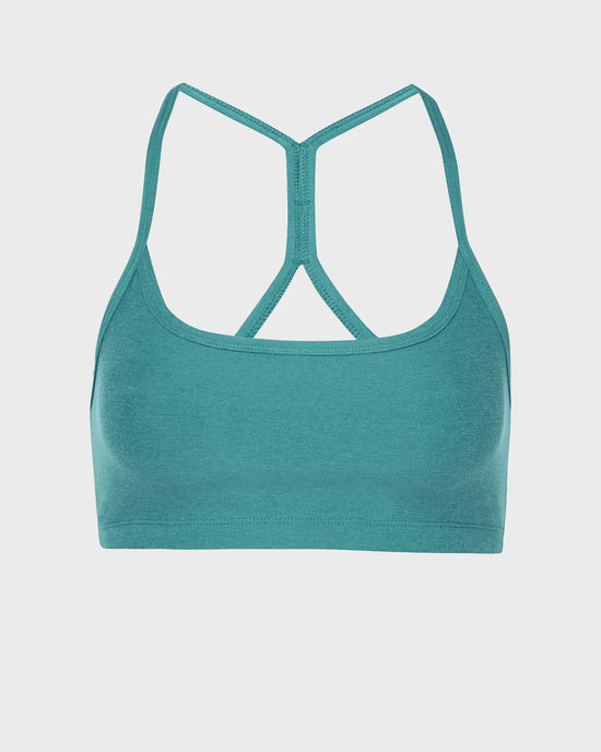 Deep Aqua Heather $|& Beyond Yoga Spacedye Slim Racerback Bra - Hanger Back