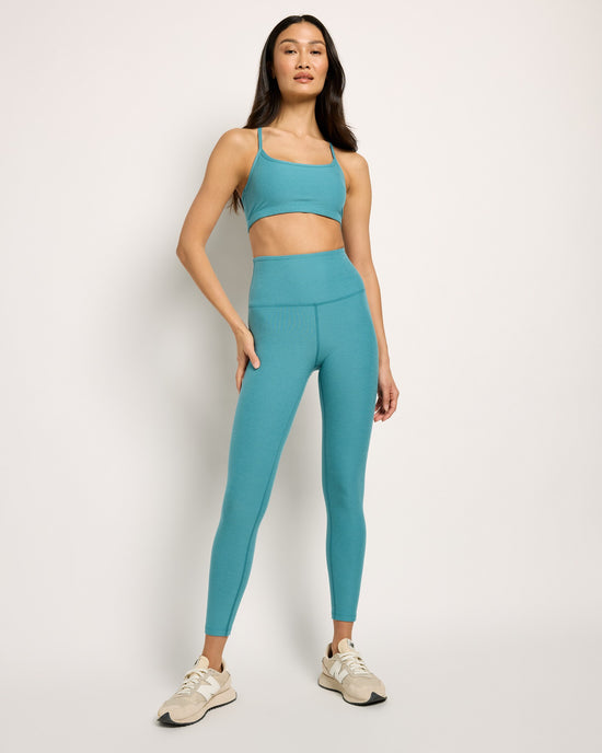 Deep Aqua Heather $|& Beyond Yoga Spacedye Slim Racerback Bra - UGC On Fig