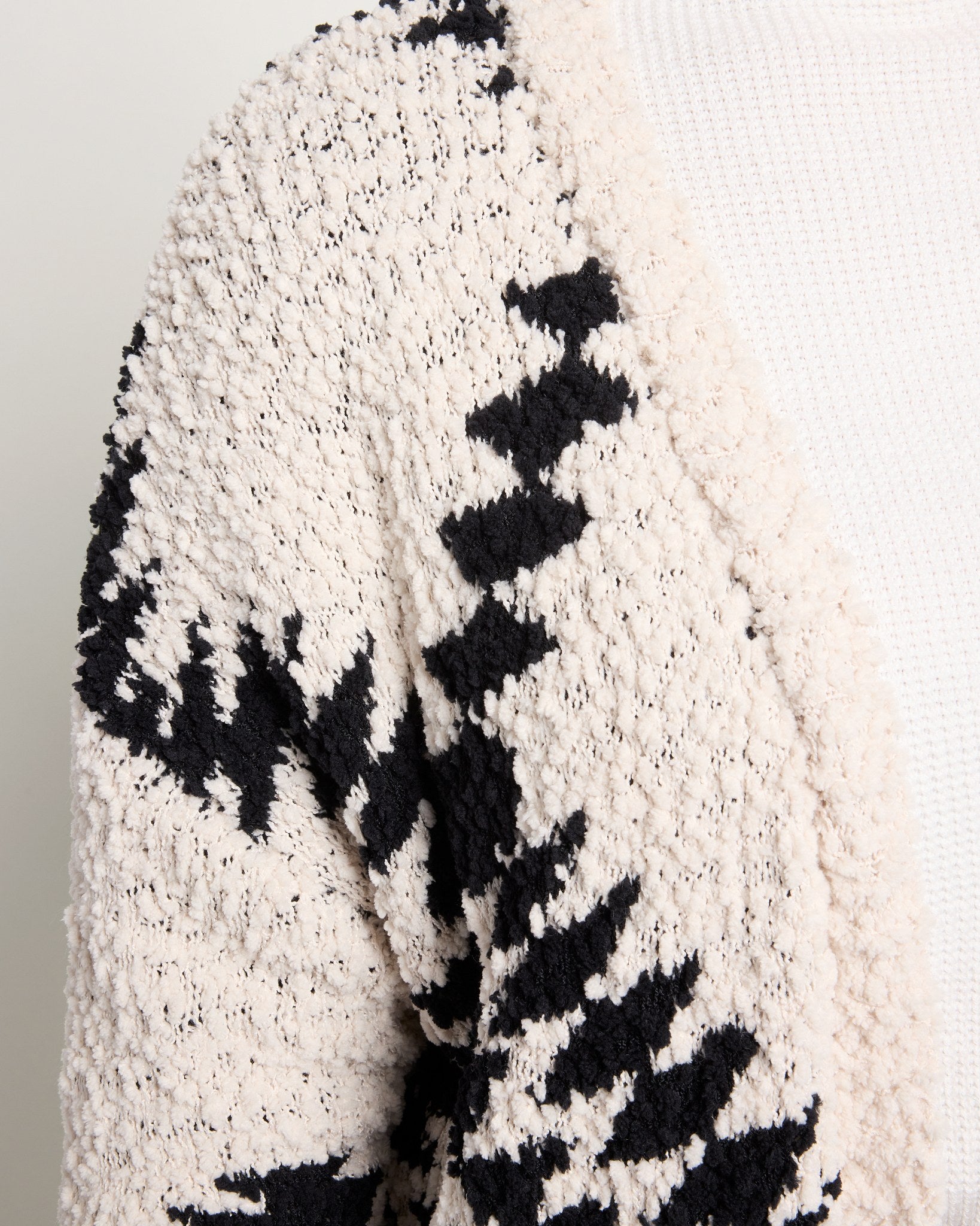 Black and White $|& Bobeau Popcorn Novelty Sweater - SOF Full Front