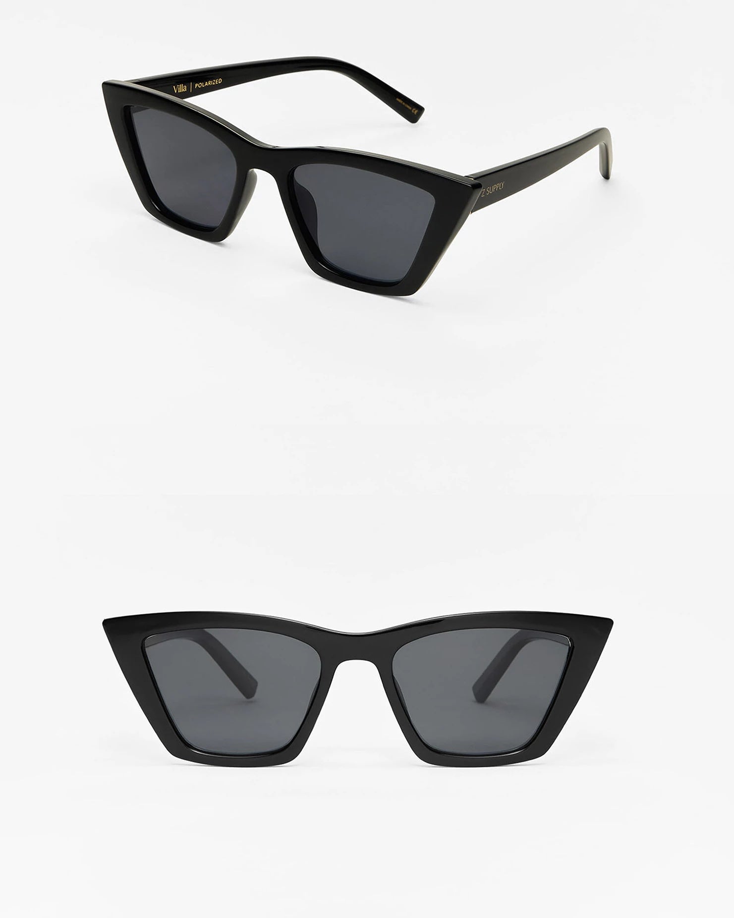 Polished Black/Grey $|& Z Supply Villa Polarized Sunglasses - VOF Detail