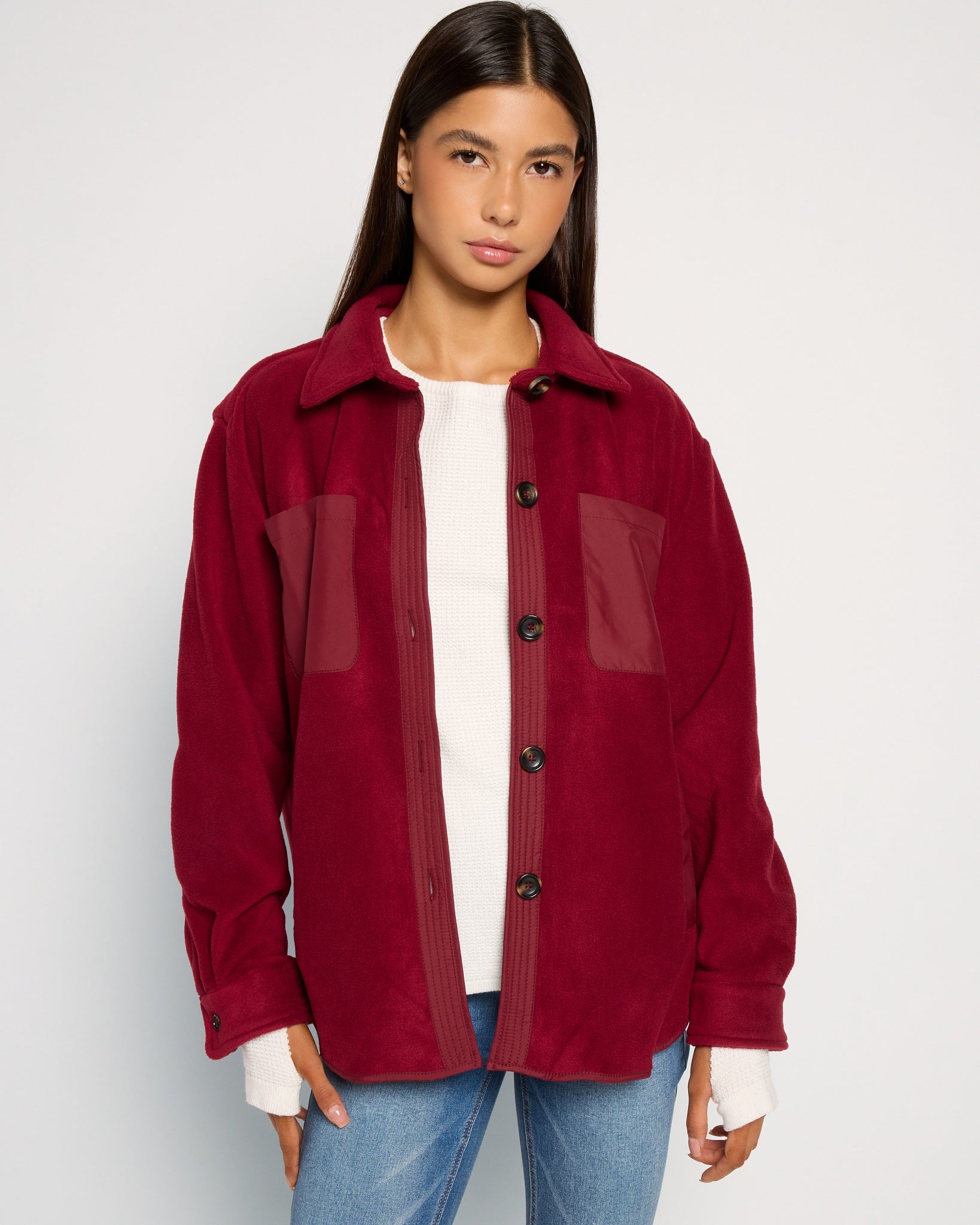 Elderberry $|& Herizon Getaway Sherpa Shacket - SOF Front