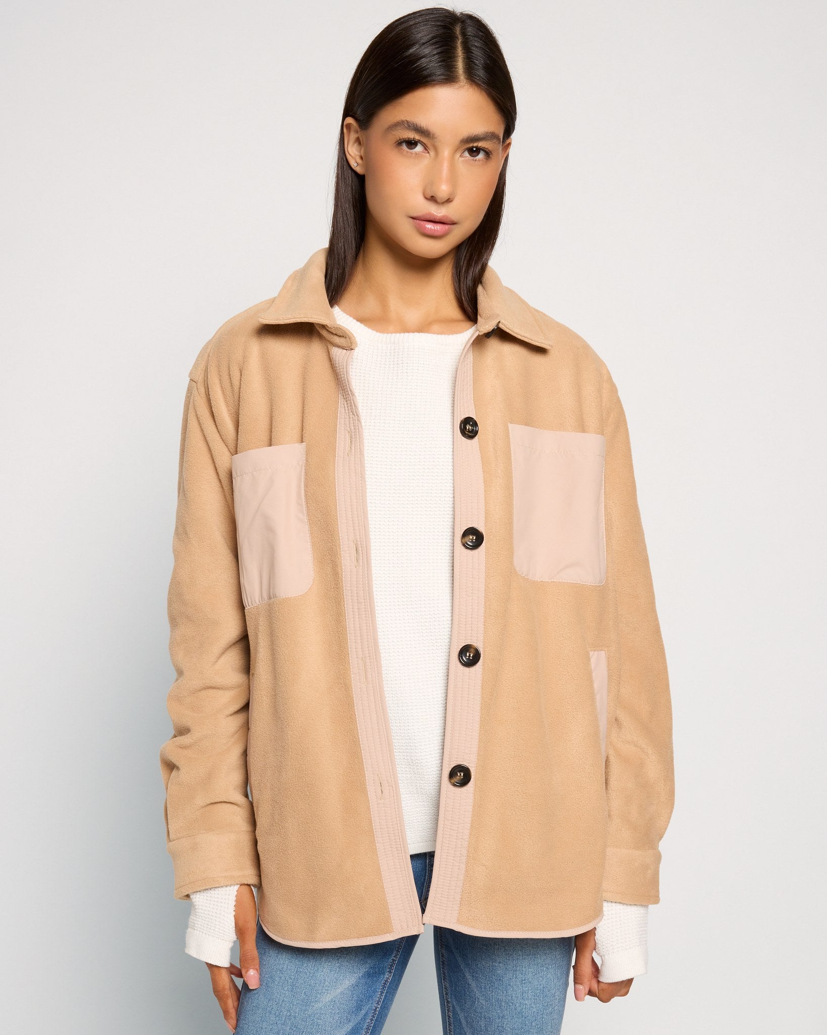 Dusk $|& Herizon Getaway Sherpa Shacket - SOF Front