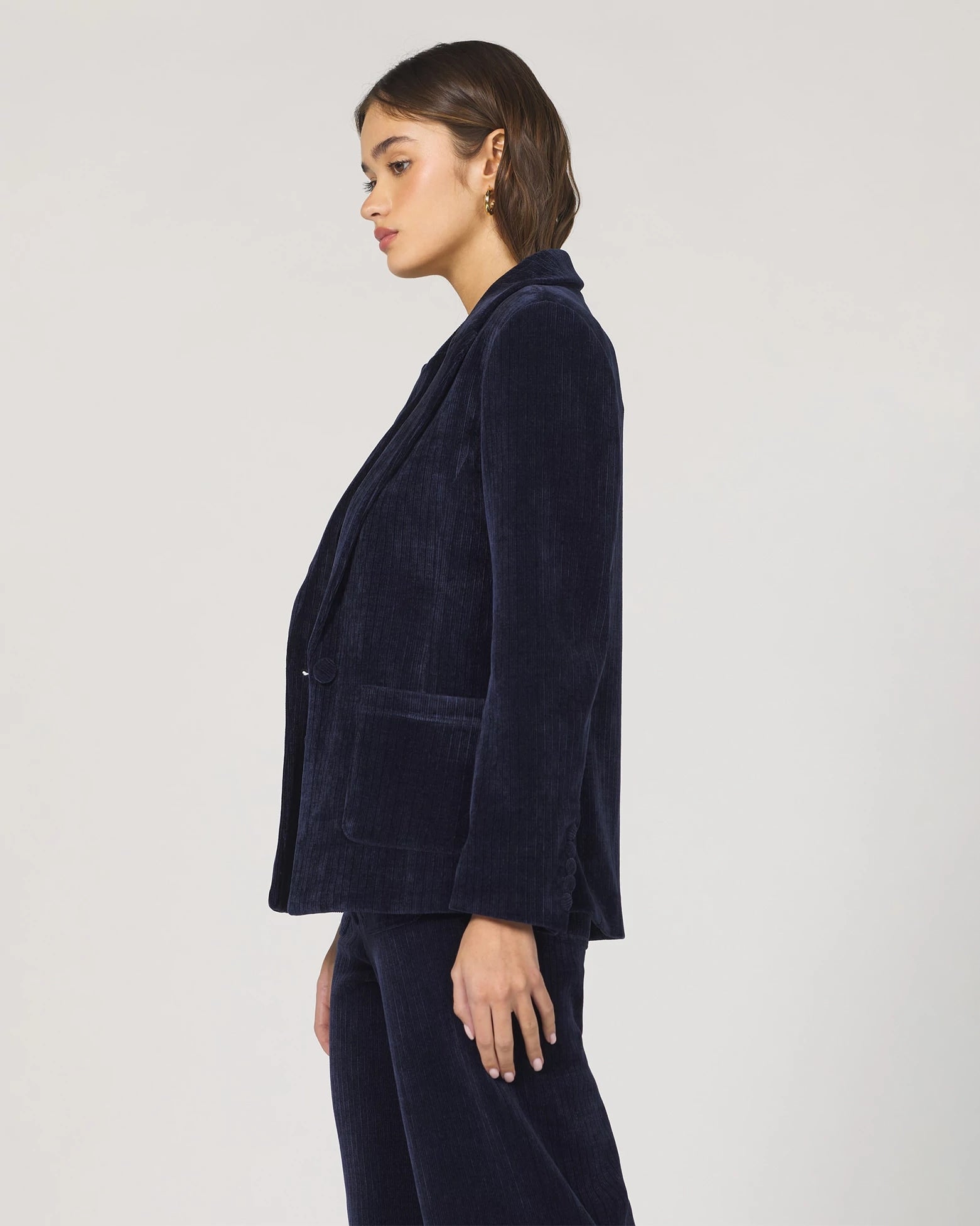 Black Iris $|& Dear John Elfi Double Breasted Corduroy Blazer - Hanger Front