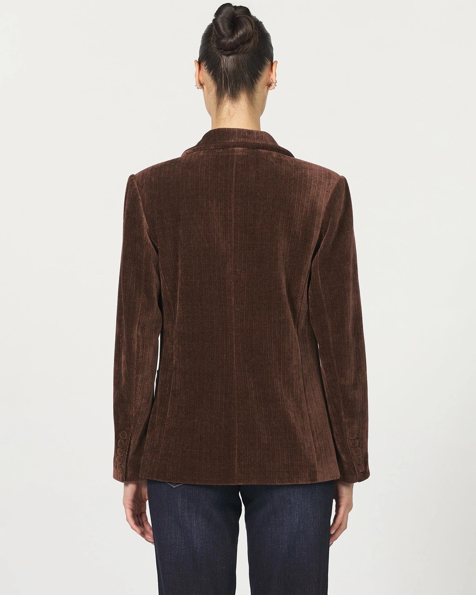 Cappuccino $|& Dear John Elfi Double Breasted Corduroy Blazer - Hanger Side