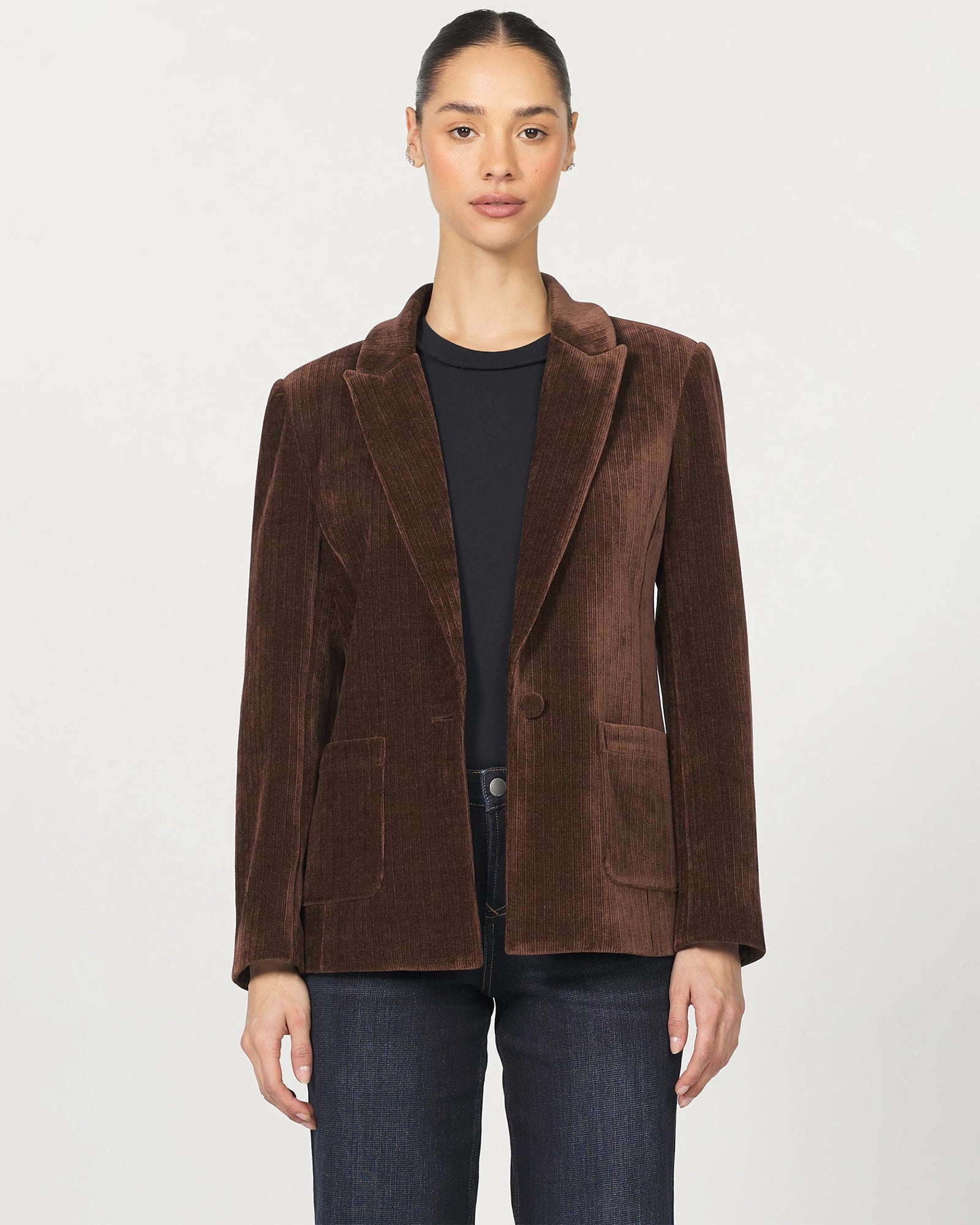 Cappuccino $|& Dear John Elfi Double Breasted Corduroy Blazer - VOF Detail