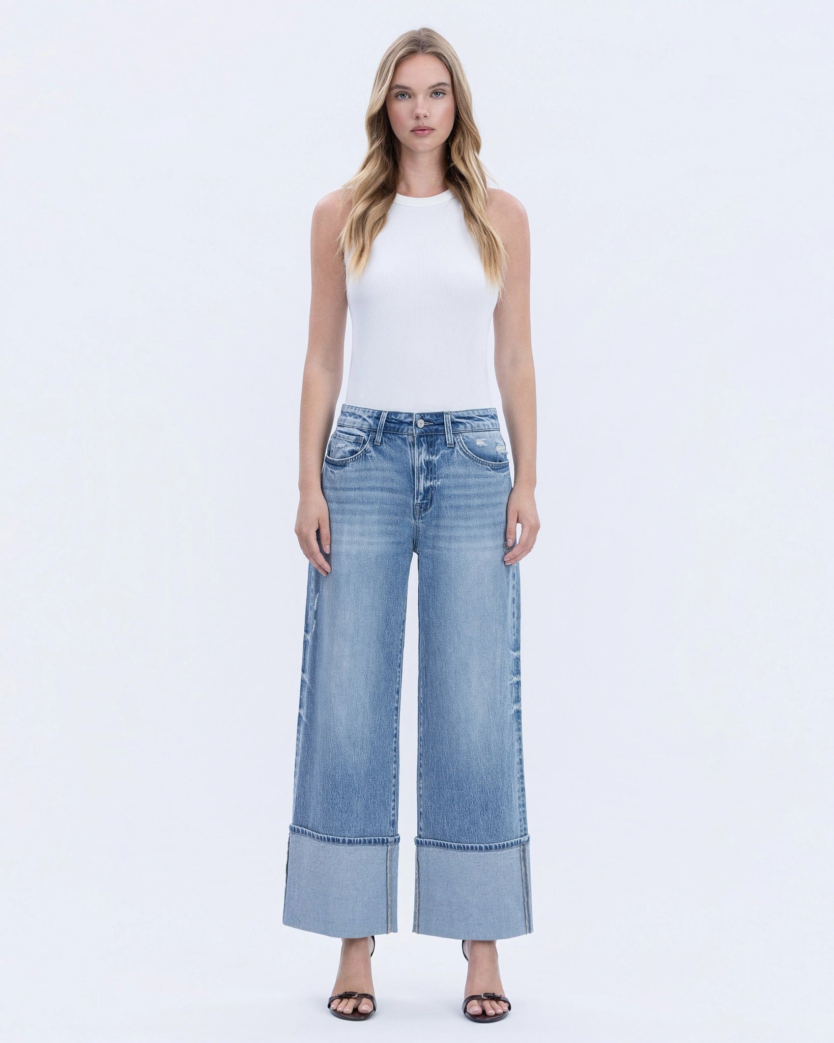 Vital Symphony $|& Vervet High Rise Cuffed Wide Leg Jean - VOF Detail