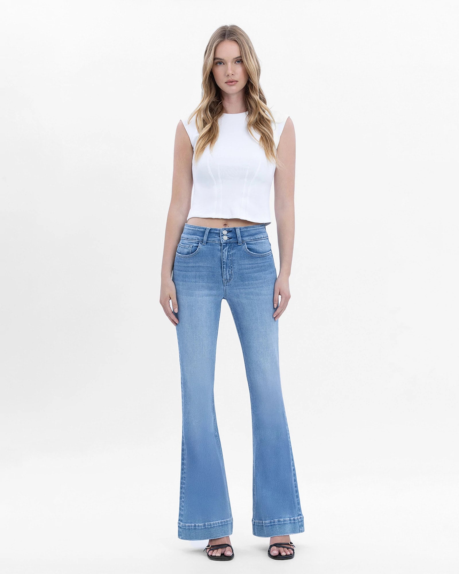 Majestic Grace $|& Vervet Super High Rise Flare Leg Jeans - VOF Detail