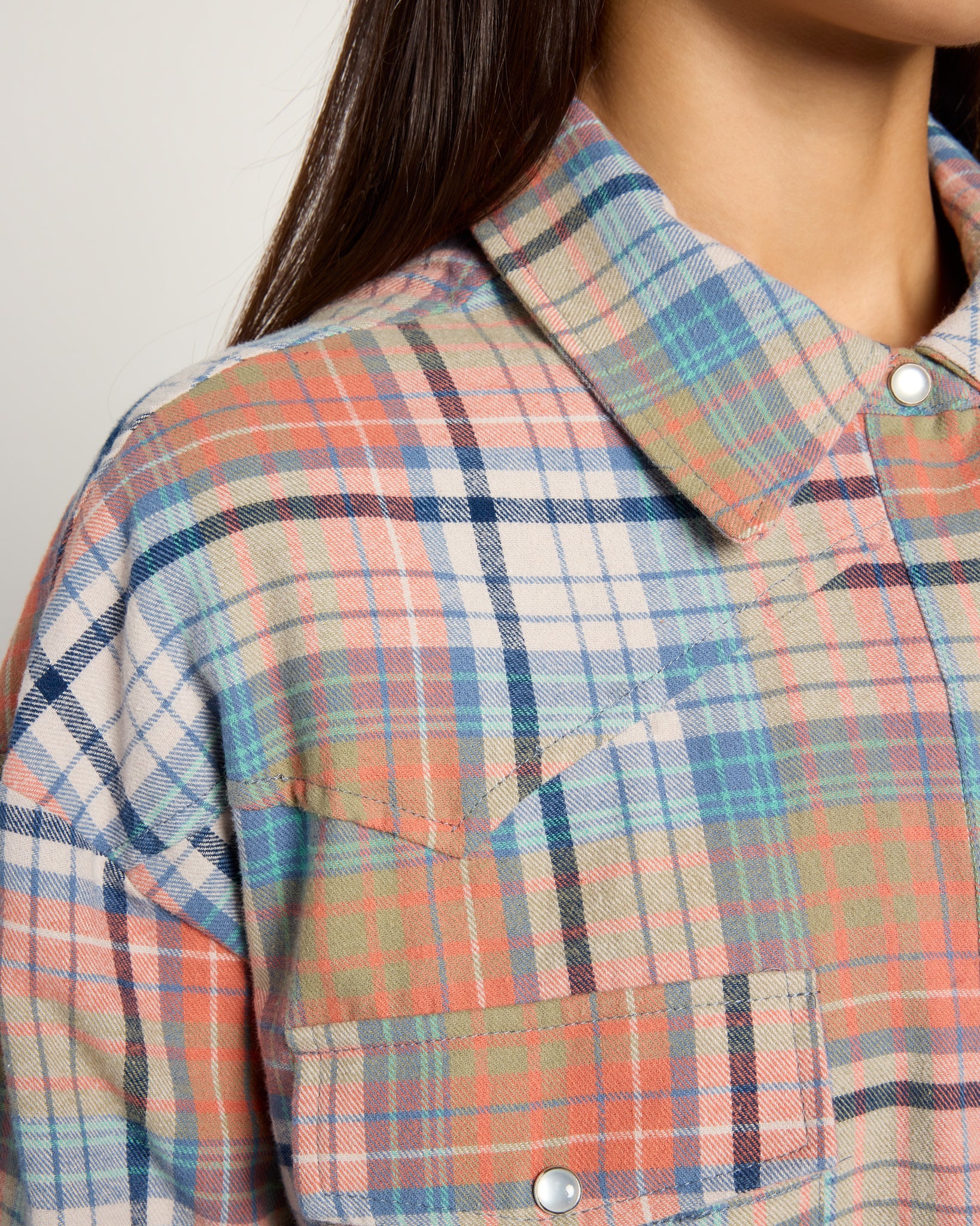 Big Sky Plaid $|& Herizon Opal Flannel Plaid Shirt - SOF Full Front
