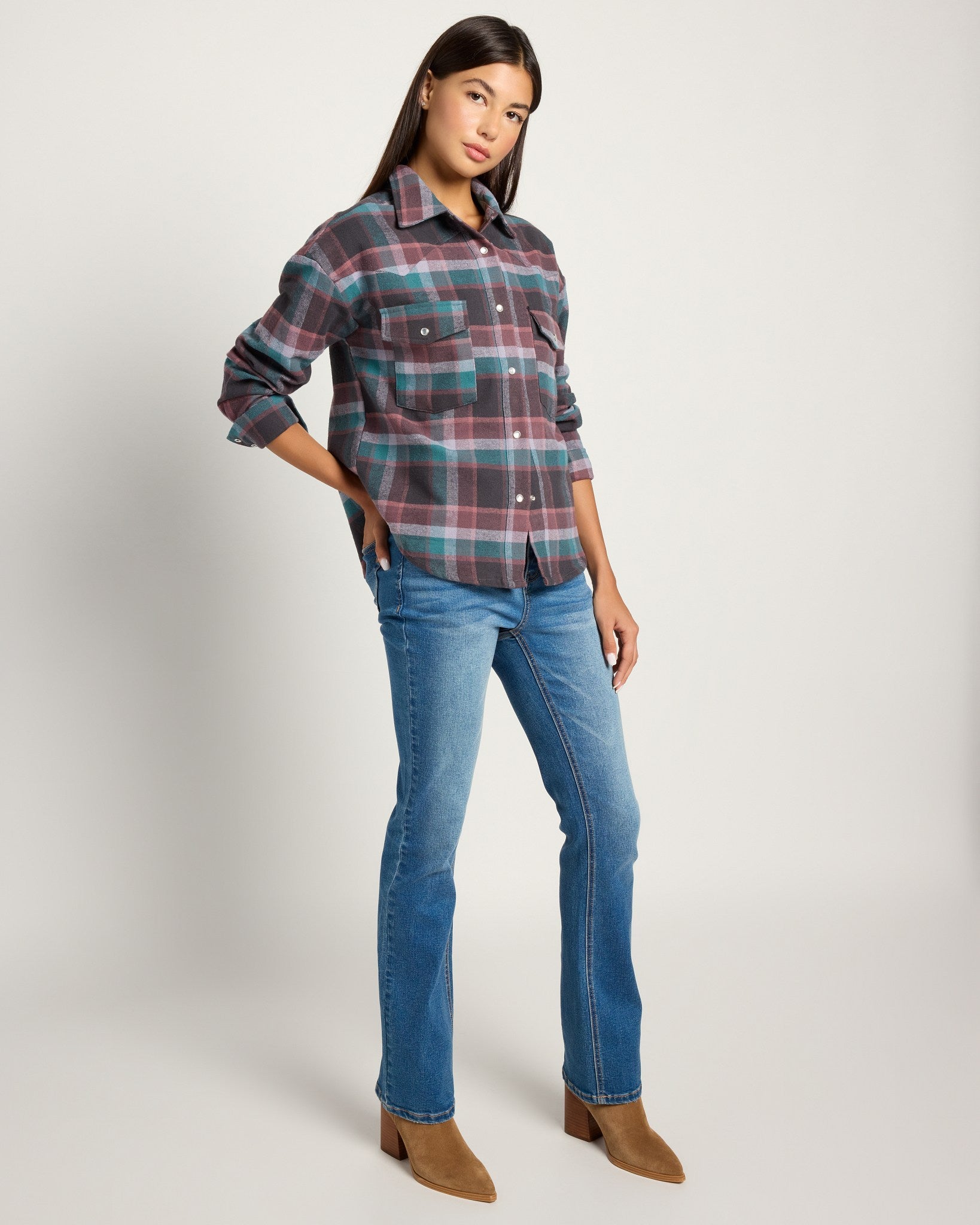 Slate Plaid $|& Herizon Opal Flannel Plaid Shirt - UGC On Fig